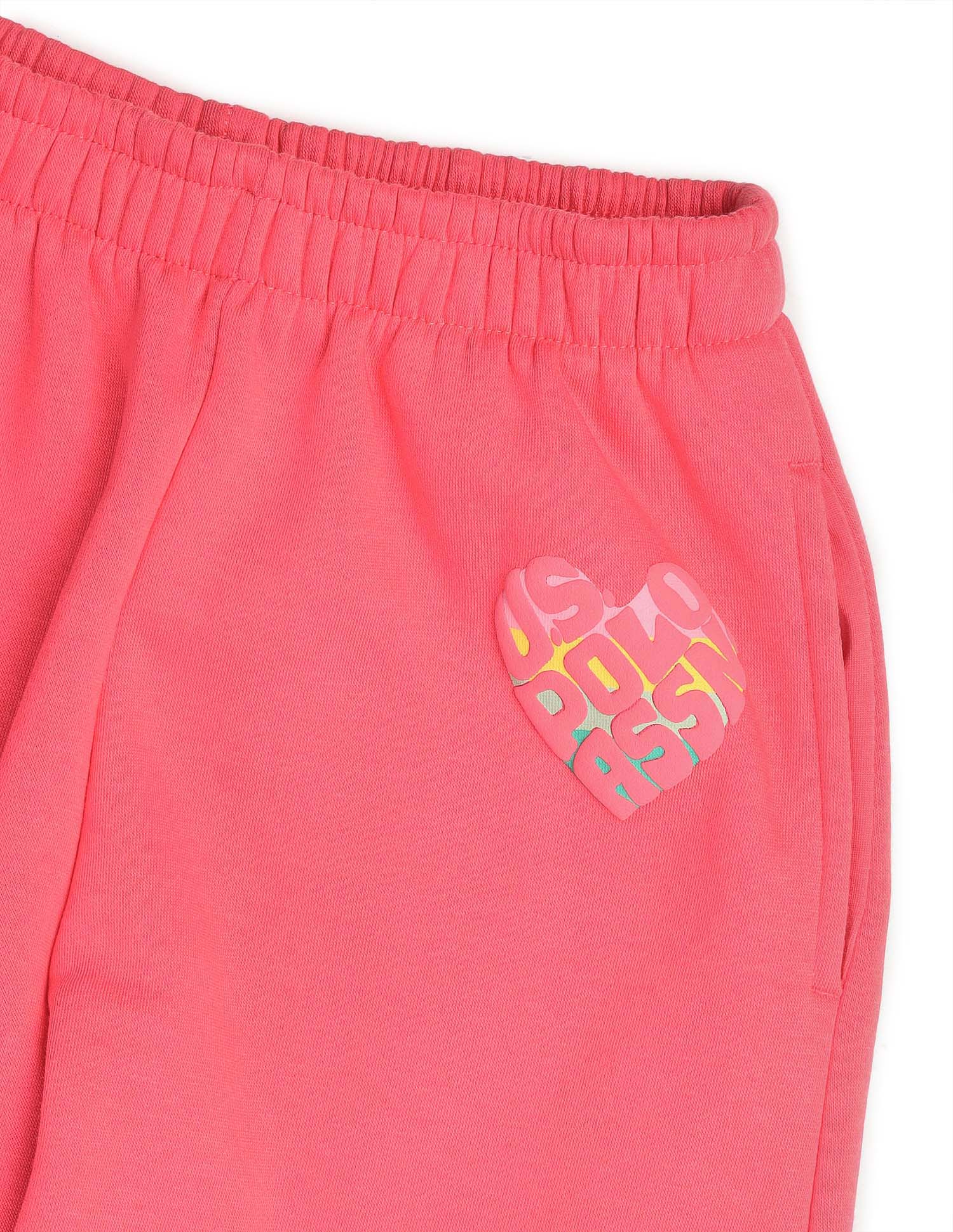 Girls Solid Regular Fit Joggers Coral - U.S. POLO ASSN. | Large