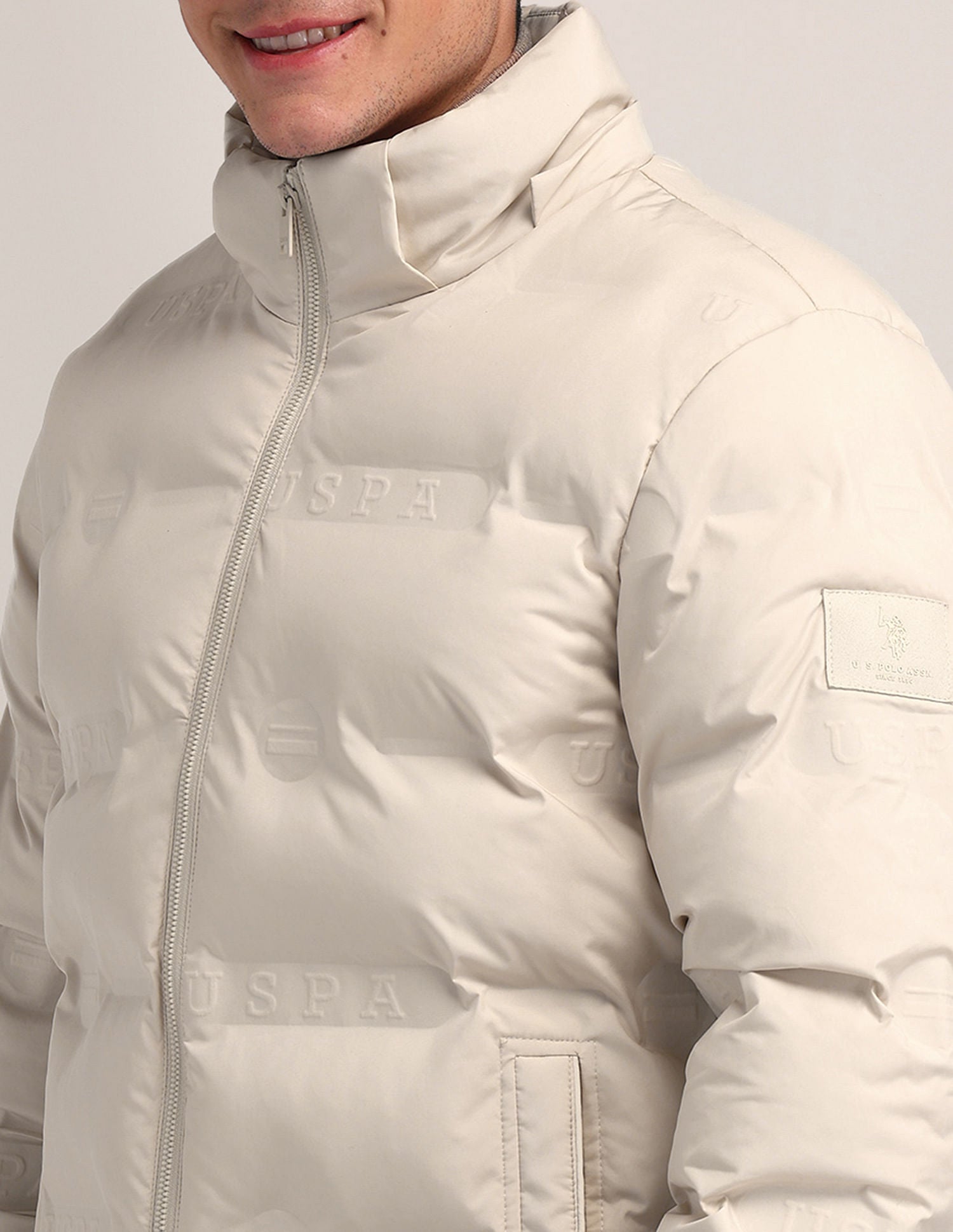 Detachable Hood Padded Jacket Beige - U.S. Polo Assn. India | Large
