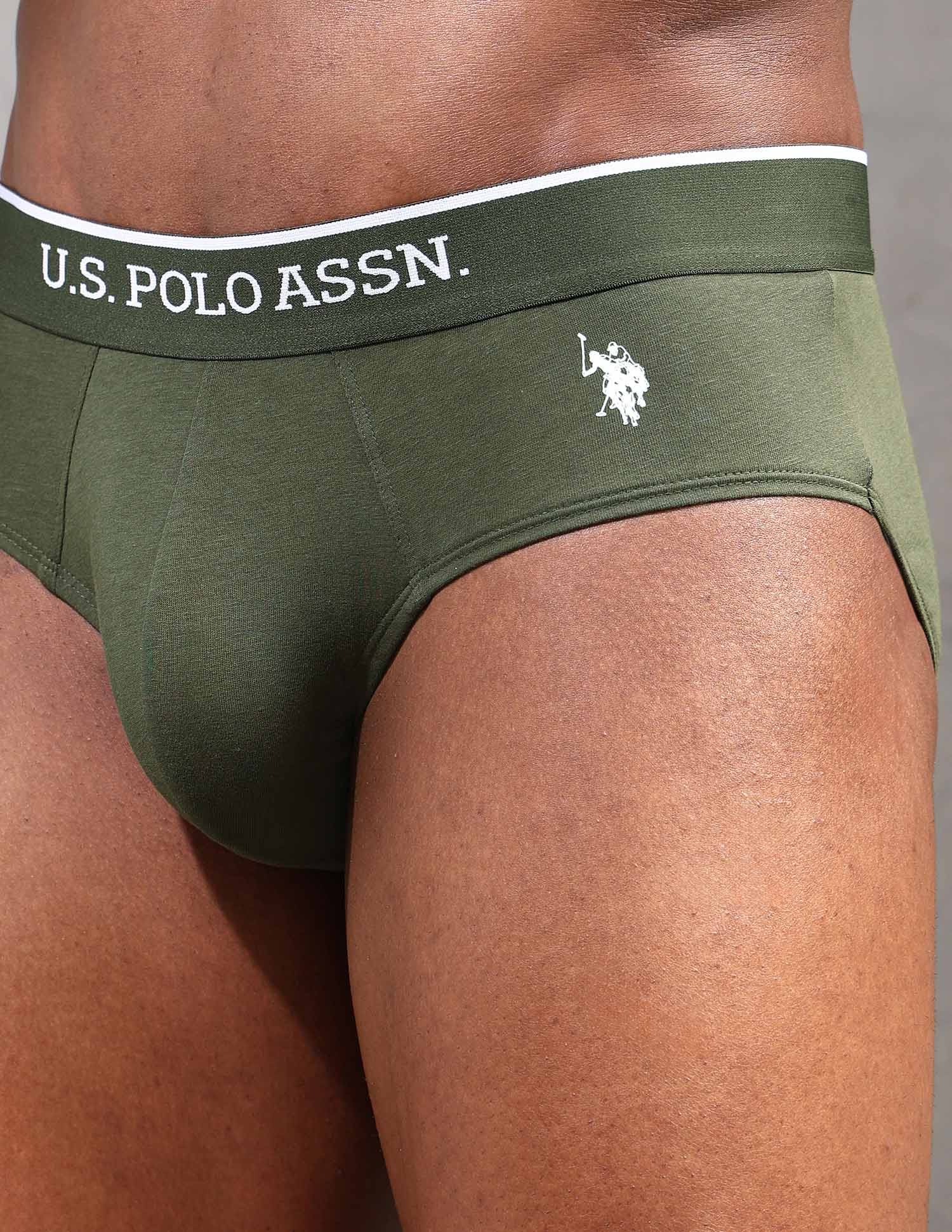 Elasticized Waist Solid EB004 Briefs - Pack Of 2 Olive and Navy - U.S. POLO ASSN. | Large