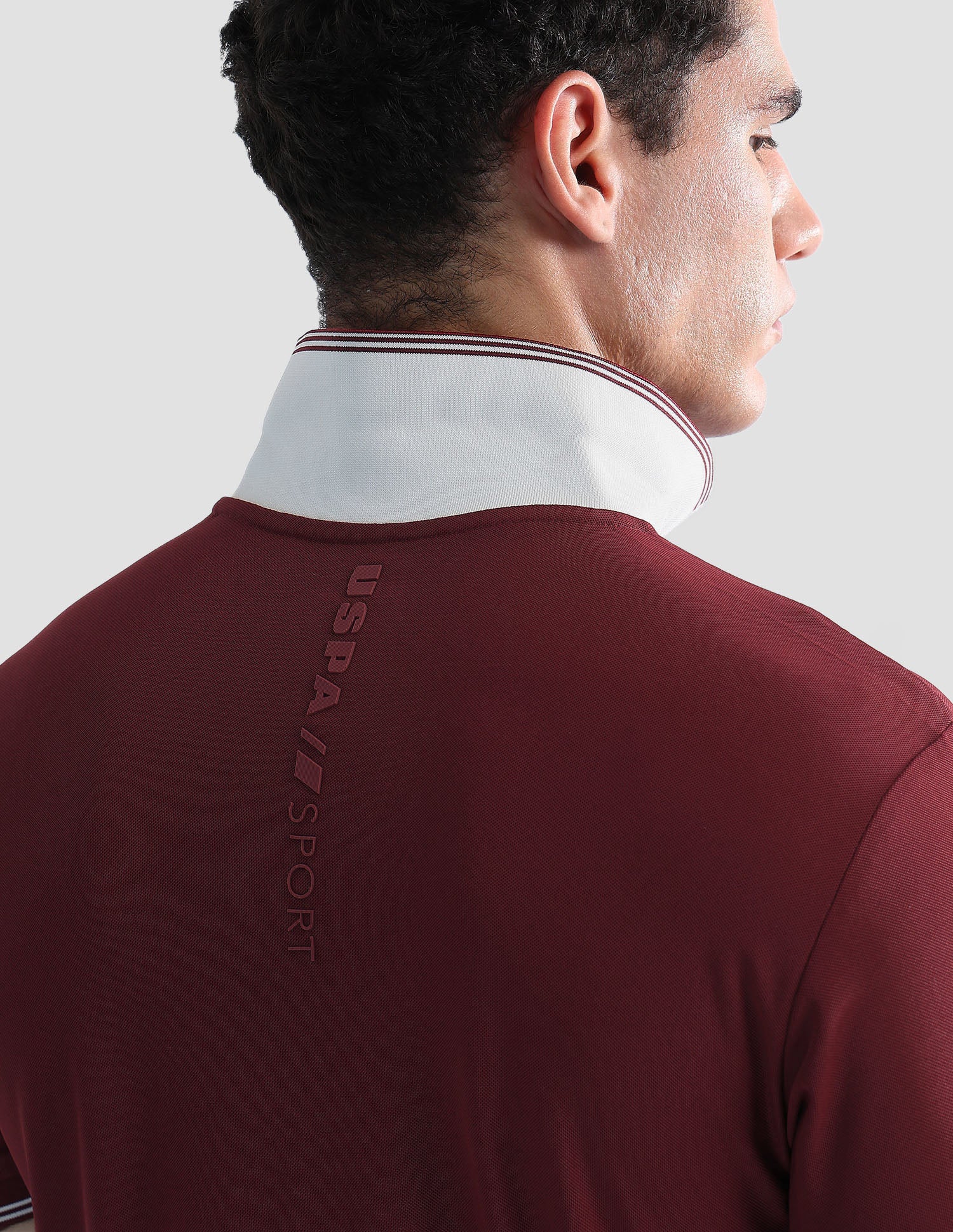 Brand Embossed Regular Fit Active Polo Shirt Maroon - U.S. POLO ASSN. | Large