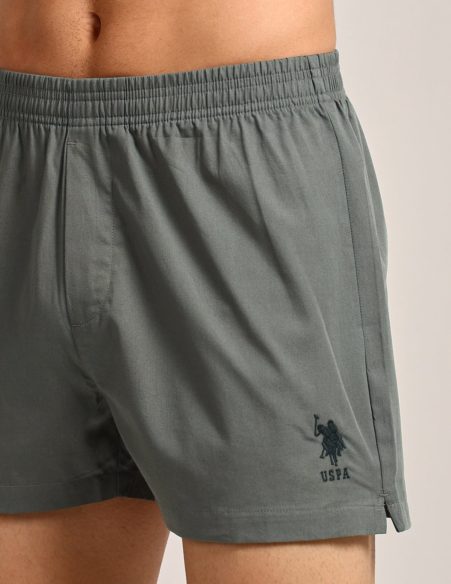 Light Cotton OEX16-P2 Boxer Shorts - Pack Of 2 Steel Grey & Black - U.S. Polo Assn. India | Large