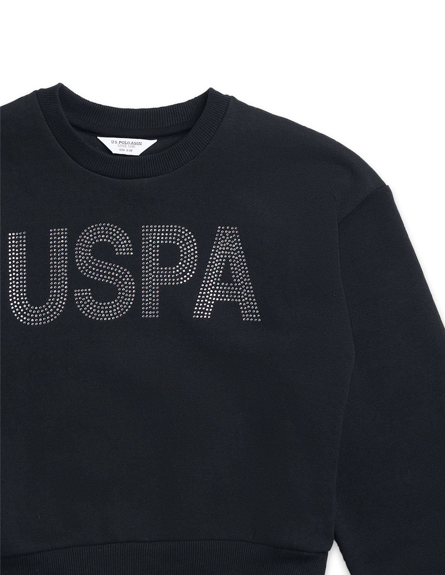 Brand Embellished Regular Fit Sweatshirt Jet Black - U.S. POLO ASSN. | Large