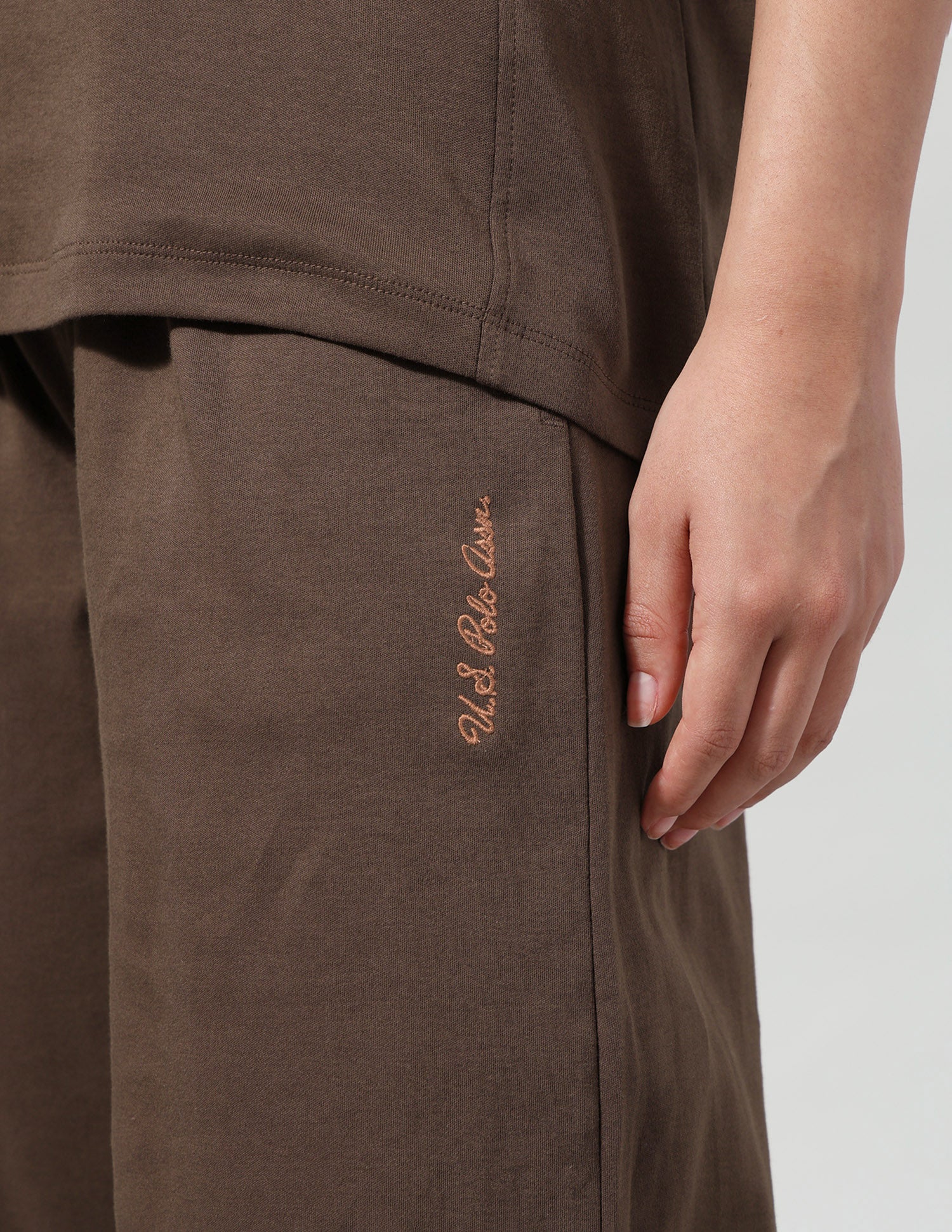 Solid T-Shirt With Wide Leg Track Pants Brown - U.S. Polo Assn. India | Large