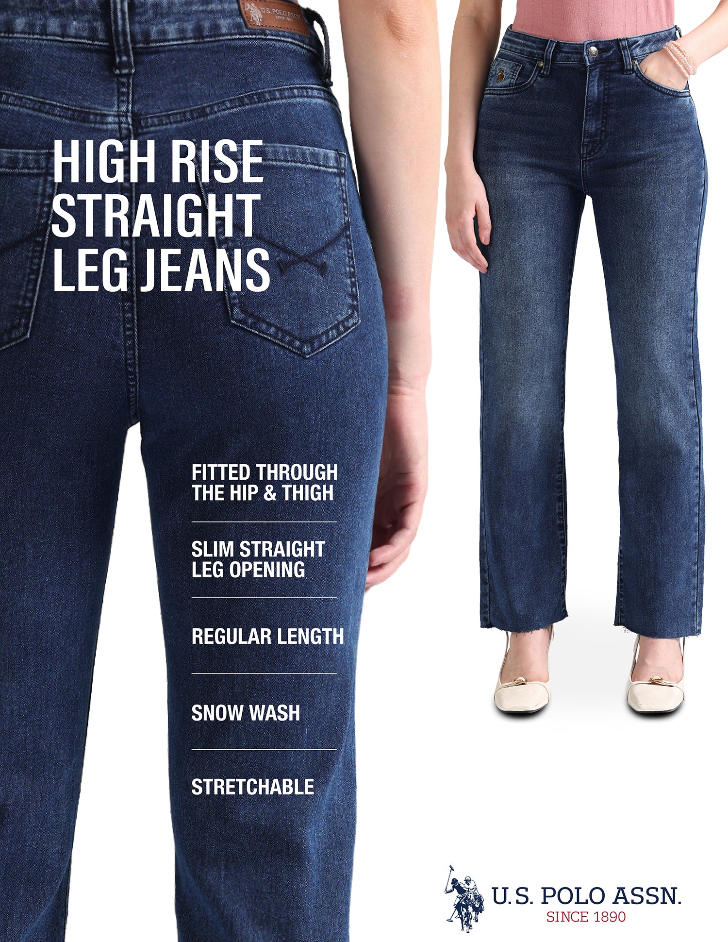 Straight Fit Blue Jeans Blue - U.S. Polo Assn. India | Large