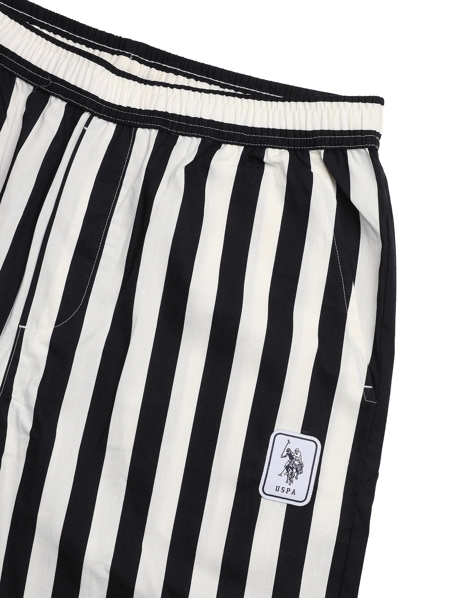 Vertical Striped Mid Rise OELP1 Lounge Pants Black - U.S. Polo Assn. India | Large