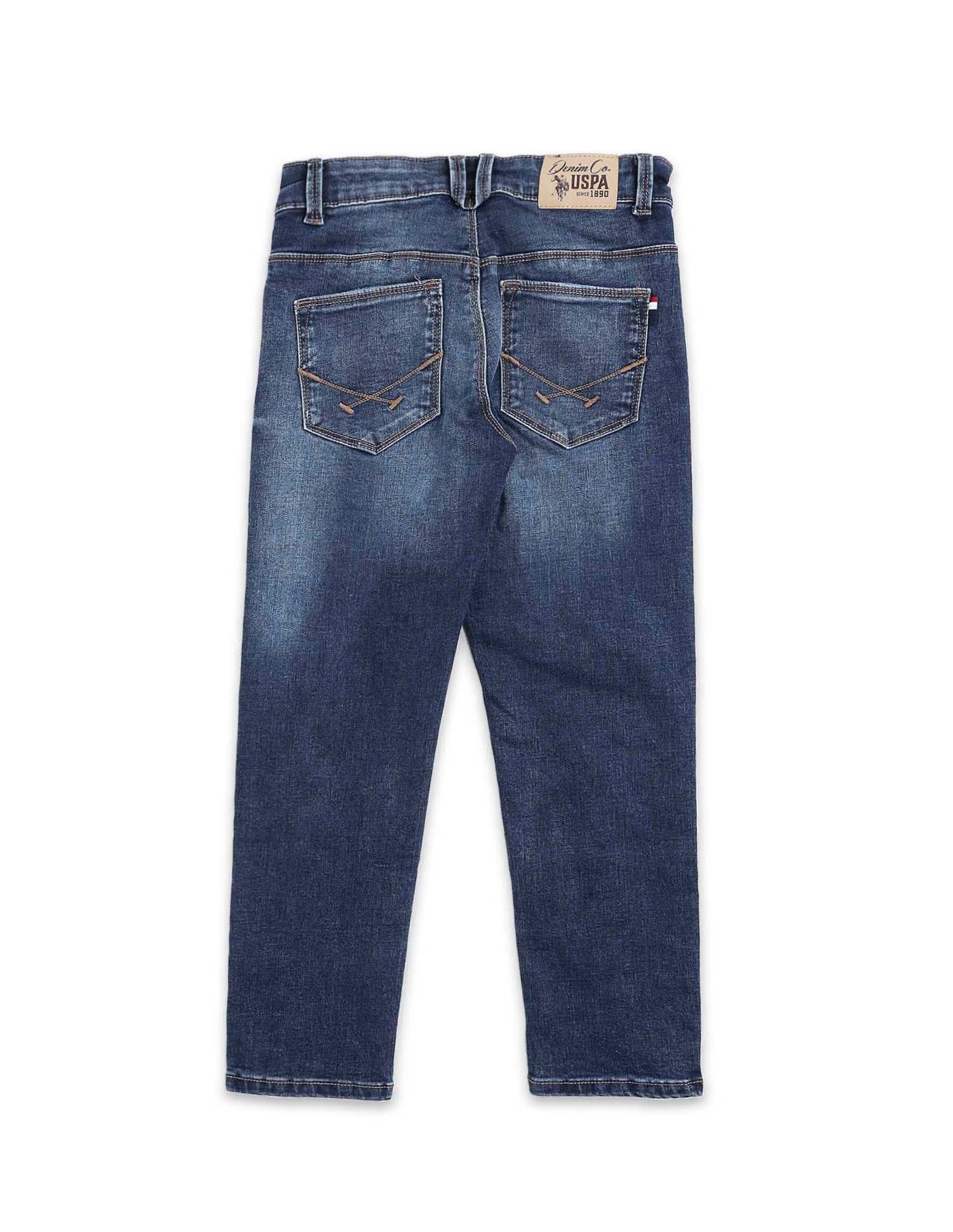 Boys Slim Fit Whiskered Jeans Blue - U.S. POLO ASSN. | Large