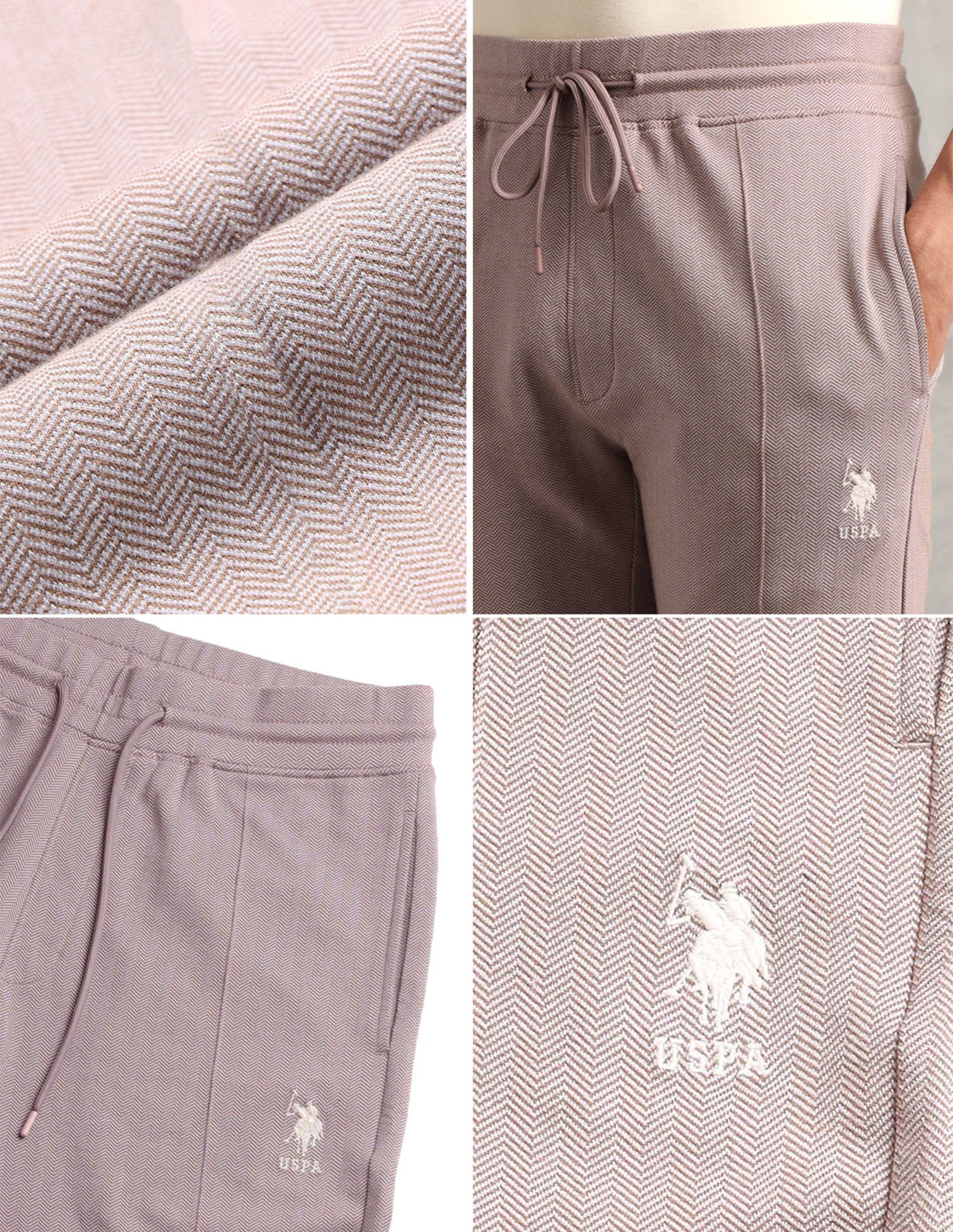 Chevron Cotton Stretch PR003 Lounge Pants - Pack Of 1 Moon Light Coco Mocha - U.S. Polo Assn. India | Large
