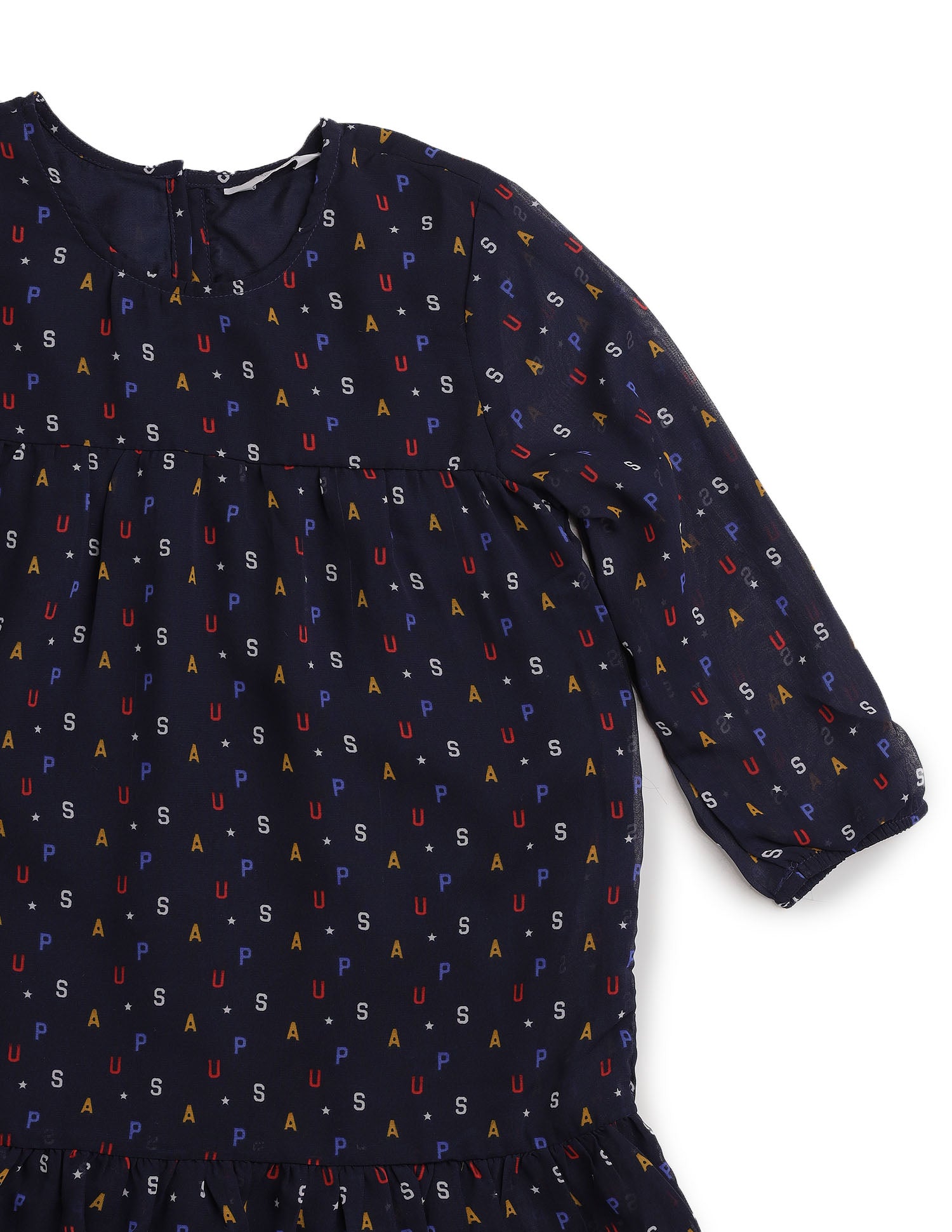 All Over Brand Print Long Sleeve A-Line Dress Navy - U.S. POLO ASSN. | Large