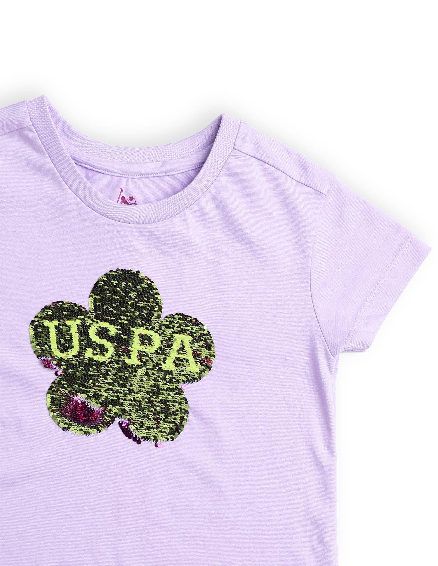 Girls Flip Sequin T-Shirt Purple - U.S. POLO ASSN. | Large