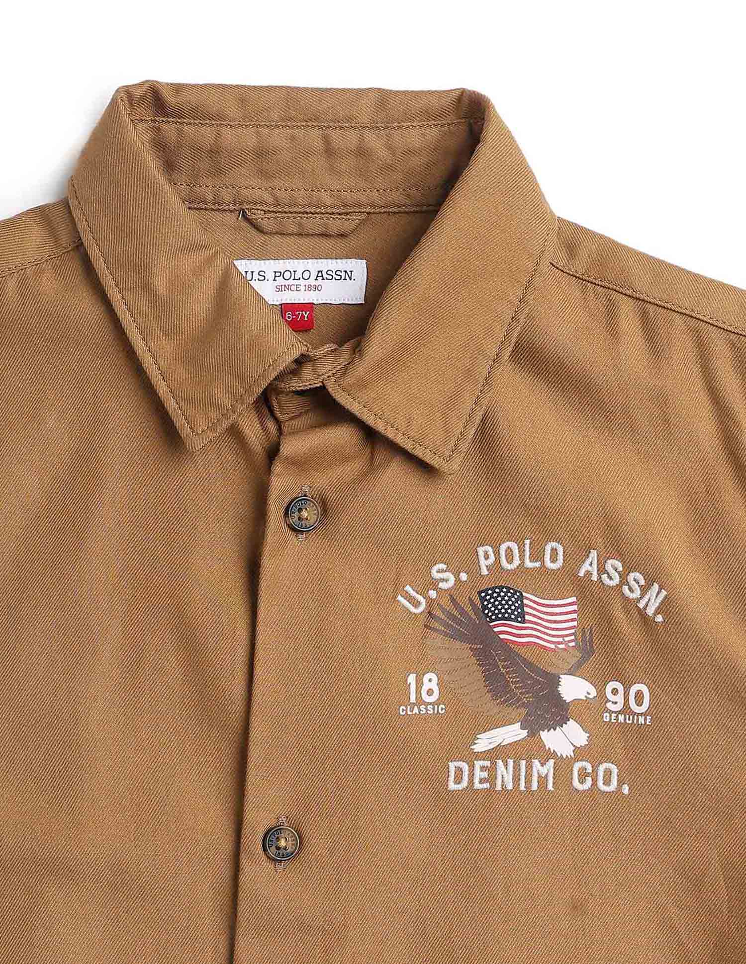 Boys Graphic Brand Embroidered Shirt Khaki - U.S. Polo Assn. India | Large