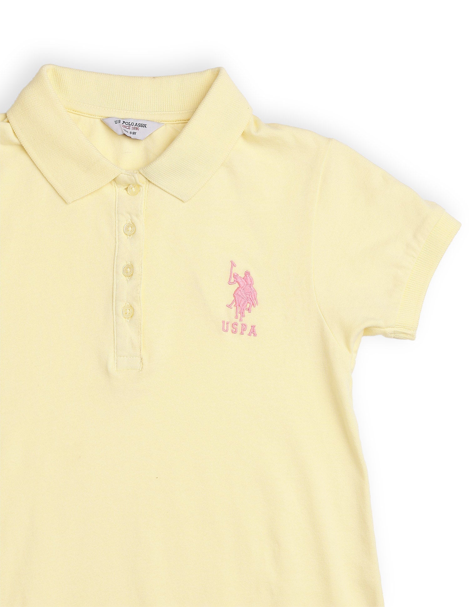 Girls Flared Hem Solid Polo Dress Yellow - U.S. Polo Assn. India | Large