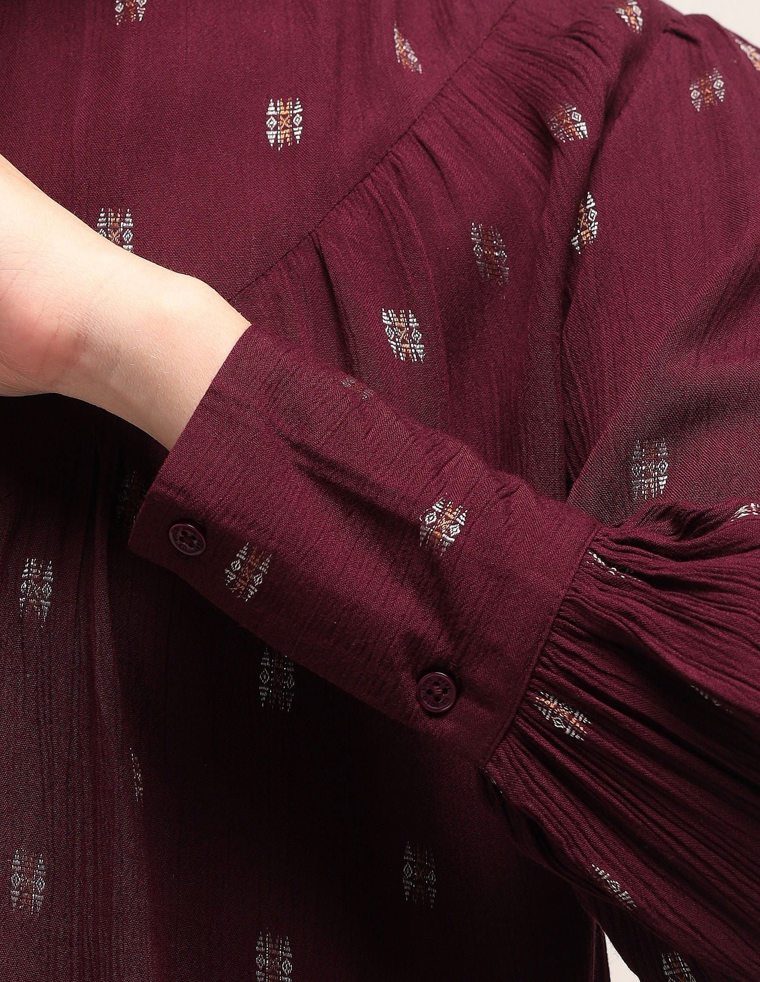 Patterned Weave Regular Fit Top Wine - U.S. POLO ASSN. | Large