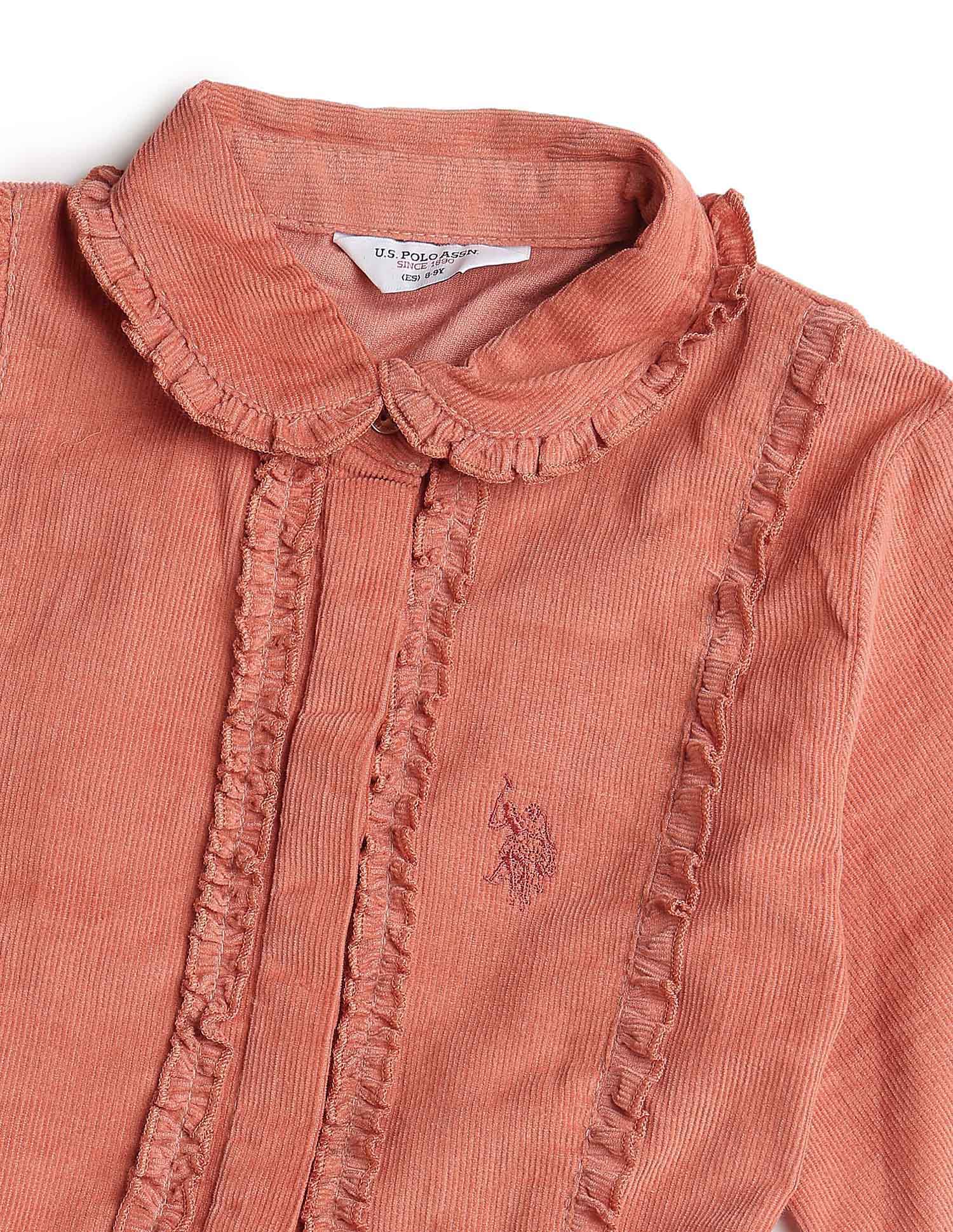 Girls Solid Shirt Dress Rust - U.S. POLO ASSN. | Large