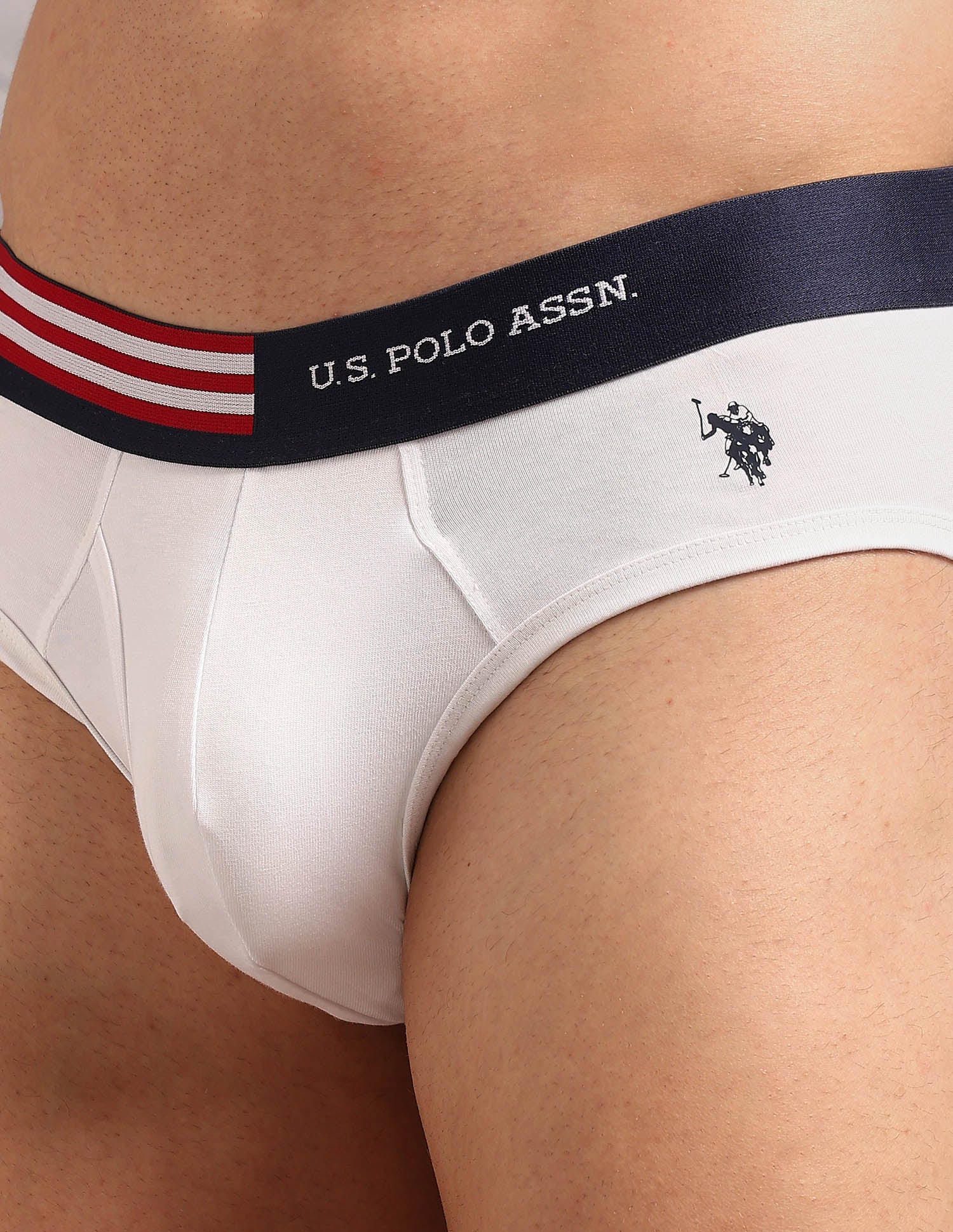 Striped Waistband OEB19 Briefs - Pack Of 2 Chinois Green and Uspa White - U.S. Polo Assn. India | Large
