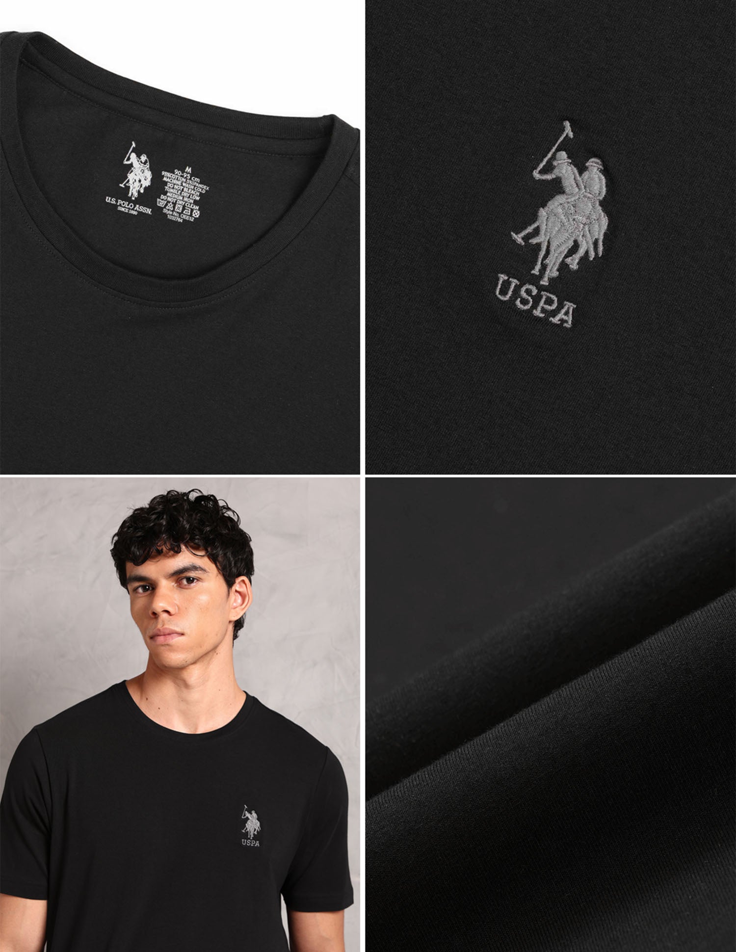 Comfort Fit Pure Cotton OEE12 Lounge T-Shirt - Pack Of 1 Black - U.S. POLO ASSN. | Large