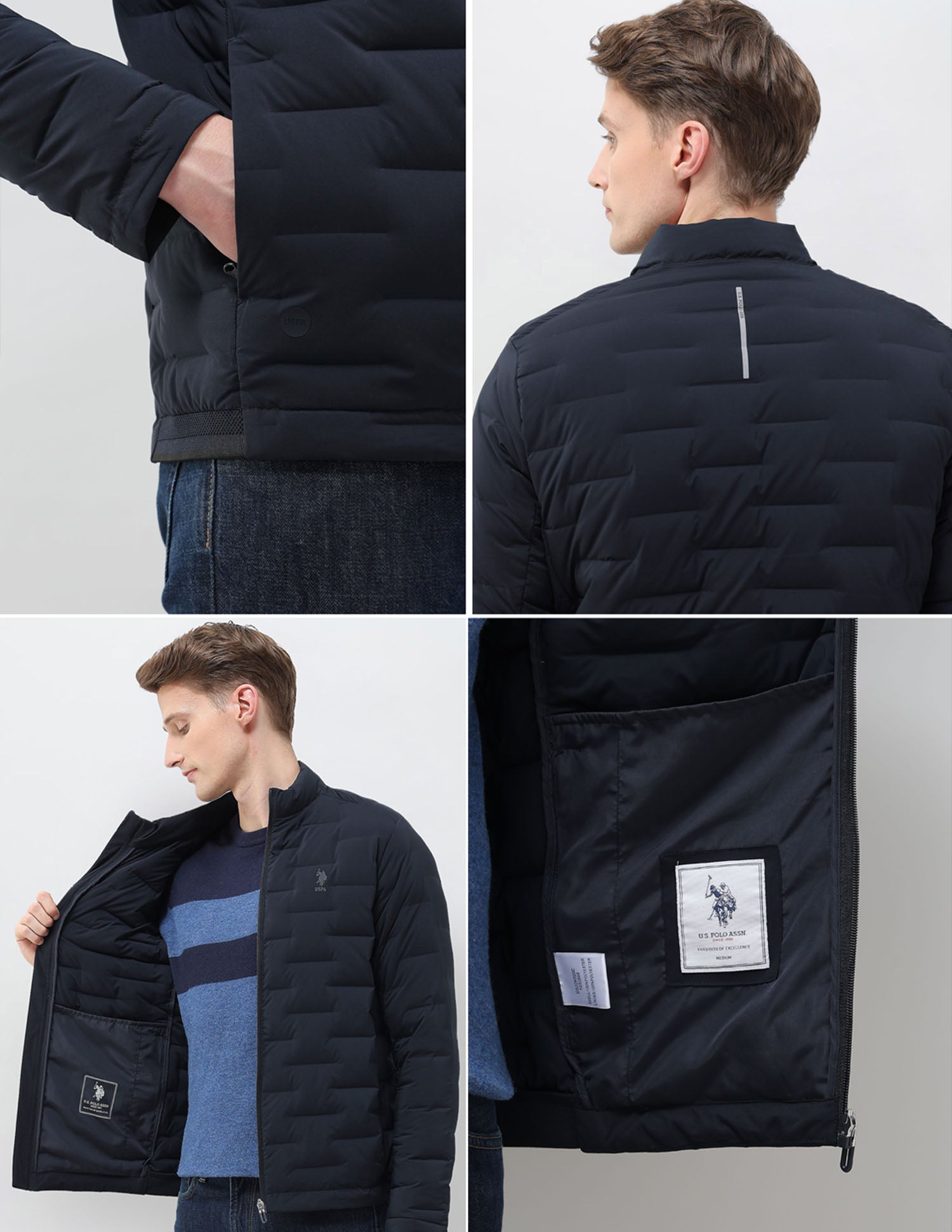 Mock Collar Regular Fit Smartheat Jacket Navy - U.S. POLO ASSN. | Large