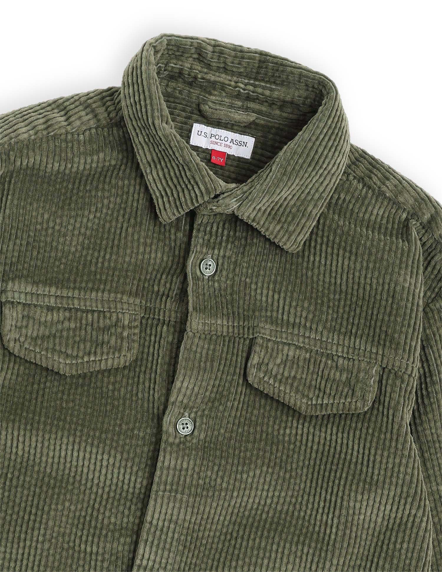 Boys Corduroy Regular Fit Shacket Olive - U.S. POLO ASSN. | Large