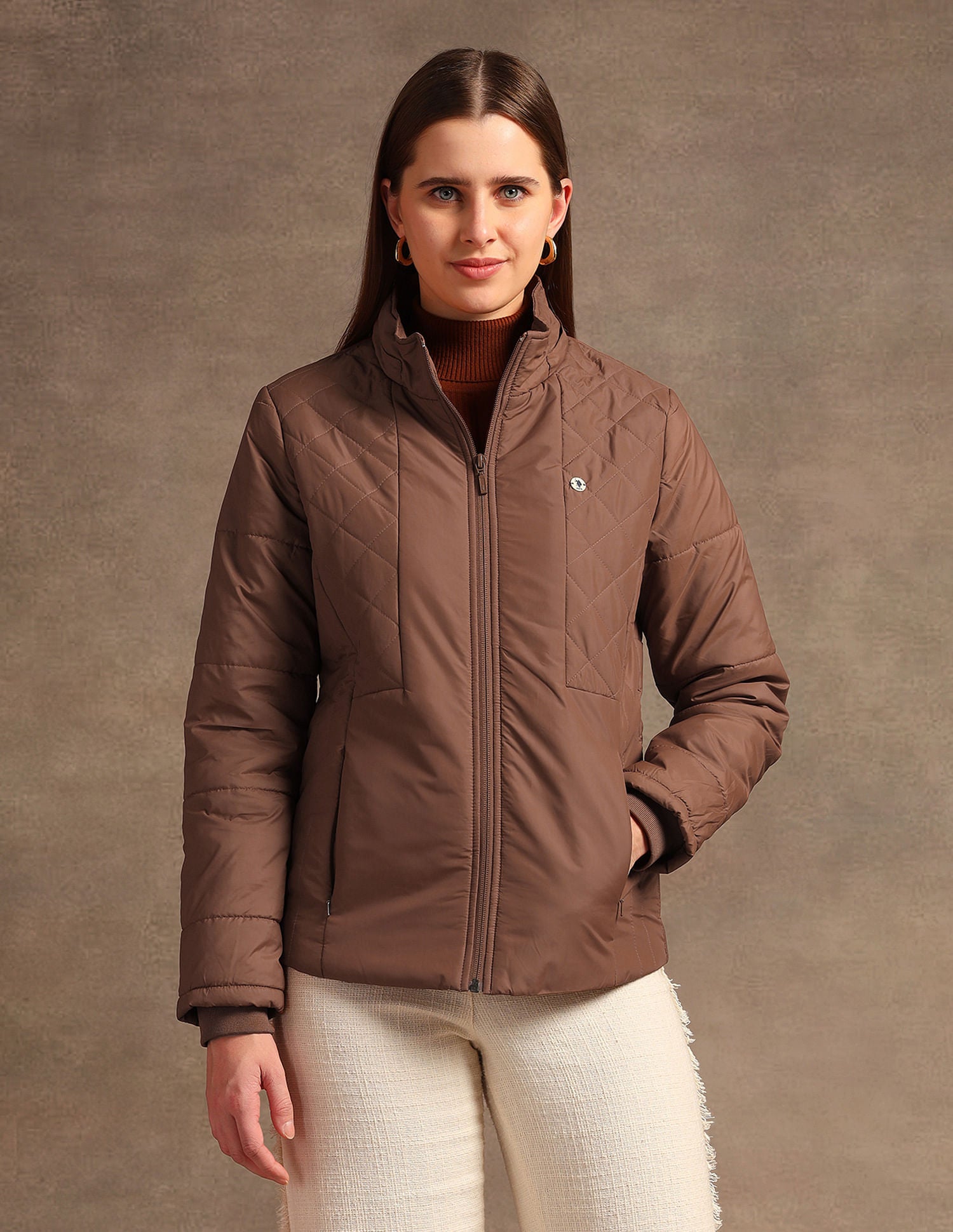 Hooded Solid Padded Jacket Brown - U.S. POLO ASSN. | Large