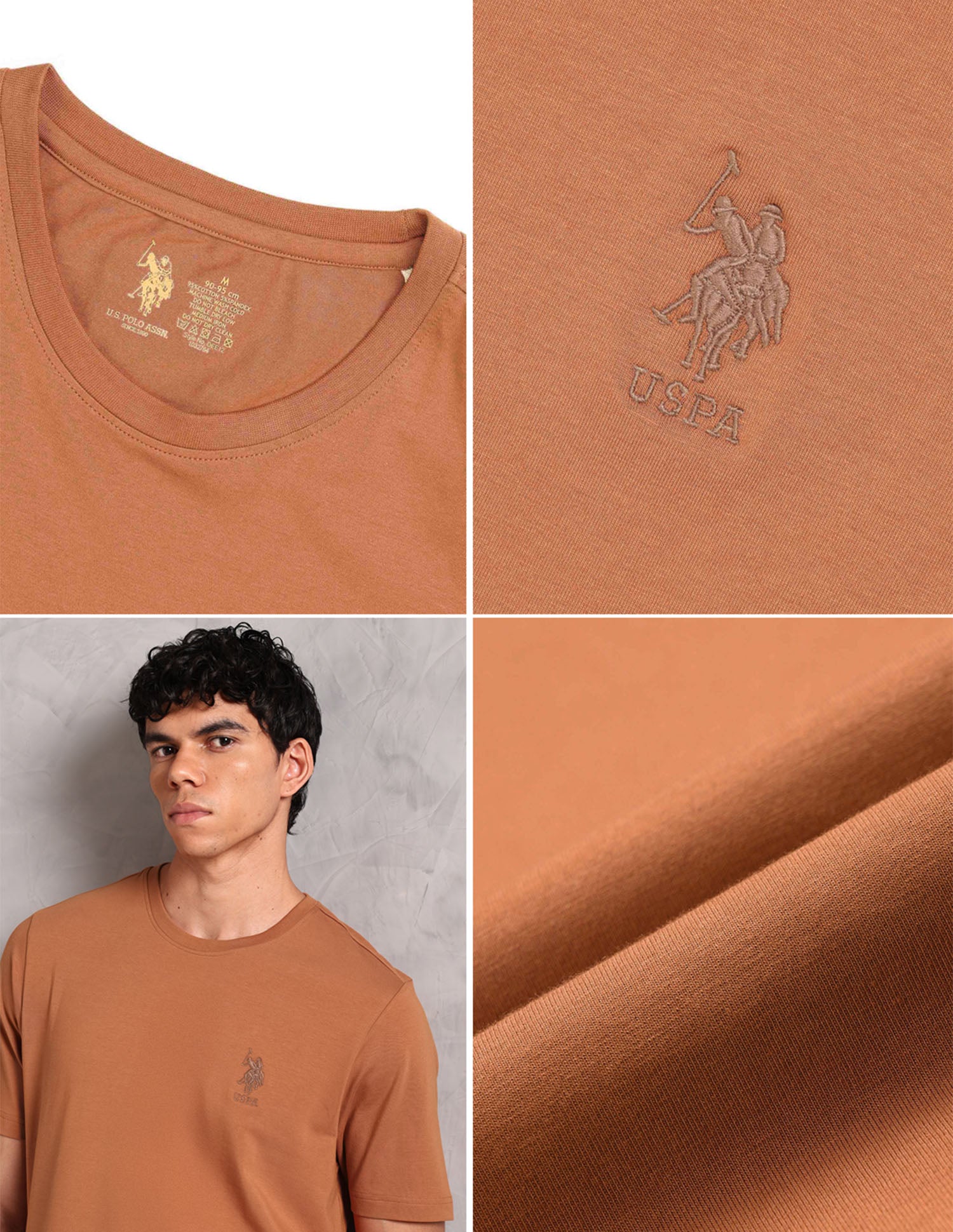 Comfort Fit Pure Cotton OEE12 Lounge T-Shirt - Pack Of 1 Leather Brown - U.S. POLO ASSN. | Large