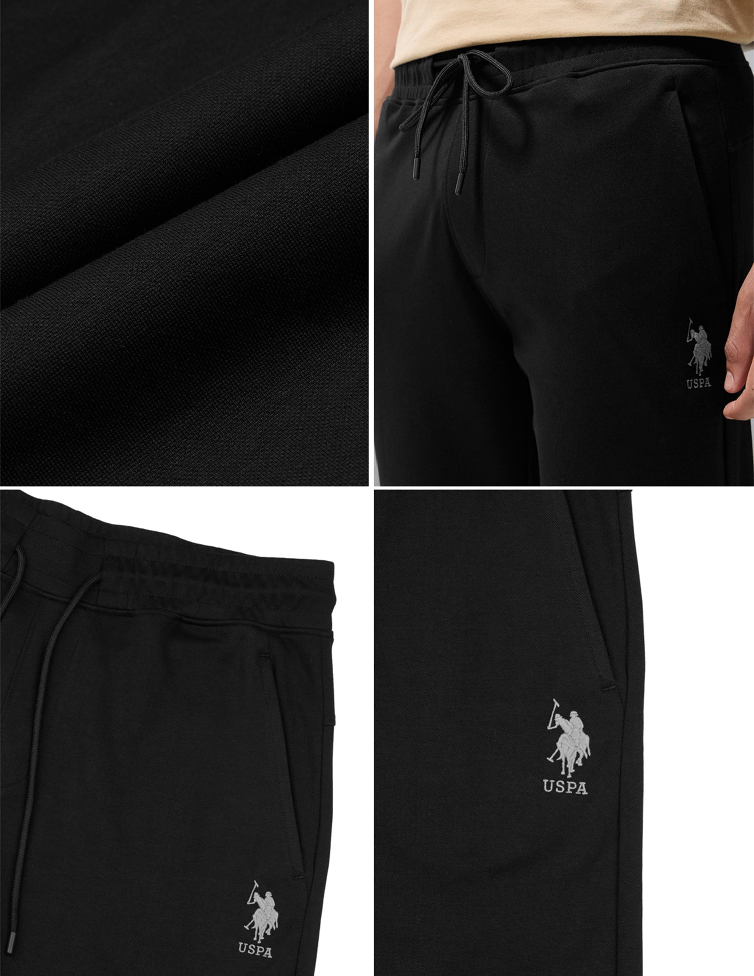 Terry Cotton Heavyweight OR012 Track Pants Black - U.S. Polo Assn. India | Large