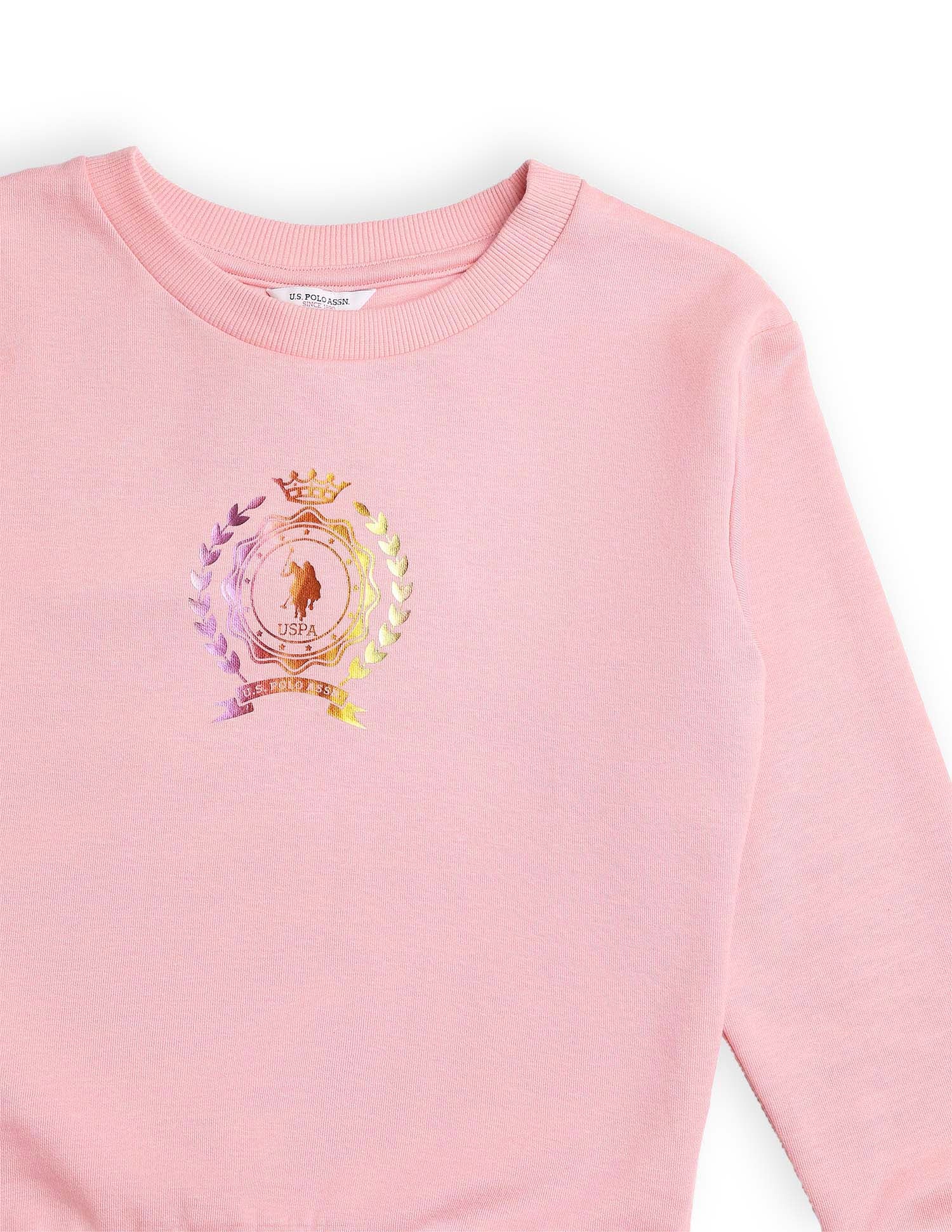 Girls Graphic Print Sweatshirt Light Pink - U.S. POLO ASSN. | Large