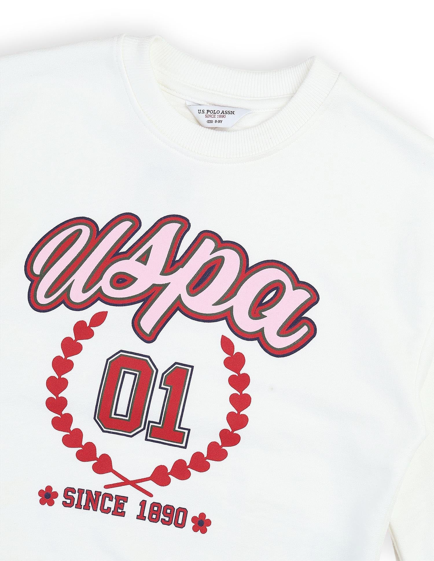 Girls Brand Printed Numeric Sweatshirt Off White - U.S. POLO ASSN. | Large