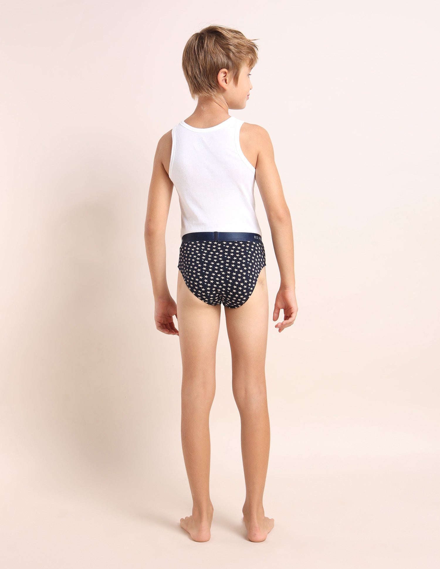 Boys Mid Rise Cotton Spandex Briefs - Pack Of 3 Navy, White and Blue - U.S. POLO ASSN. | Large