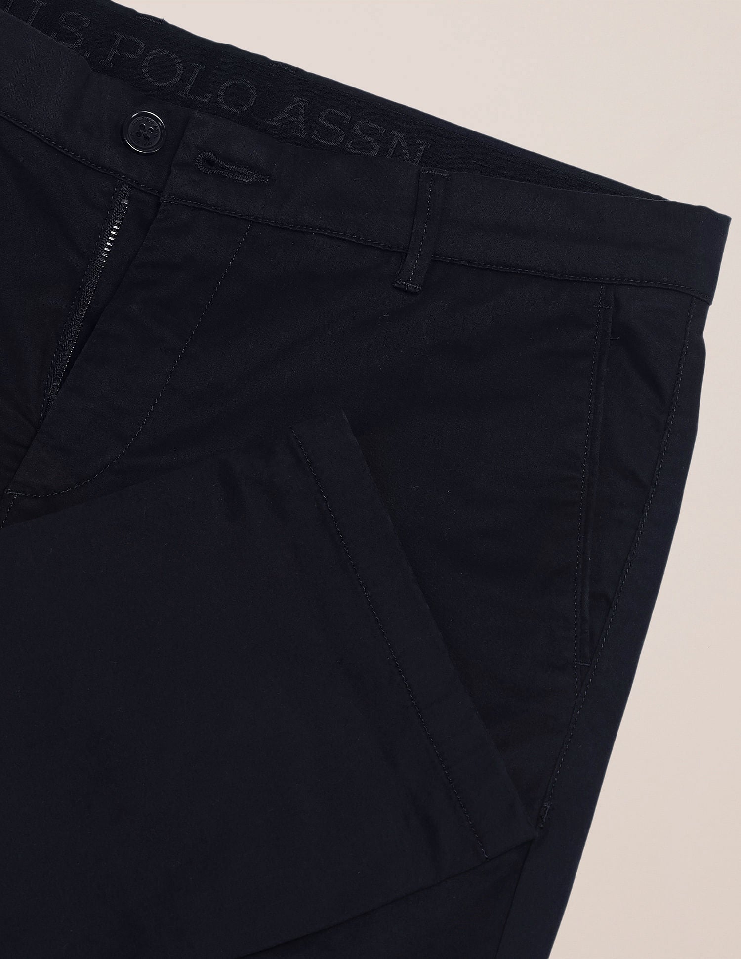 Denver Slim Fit Solid Trousers Navy - U.S. POLO ASSN. | Large