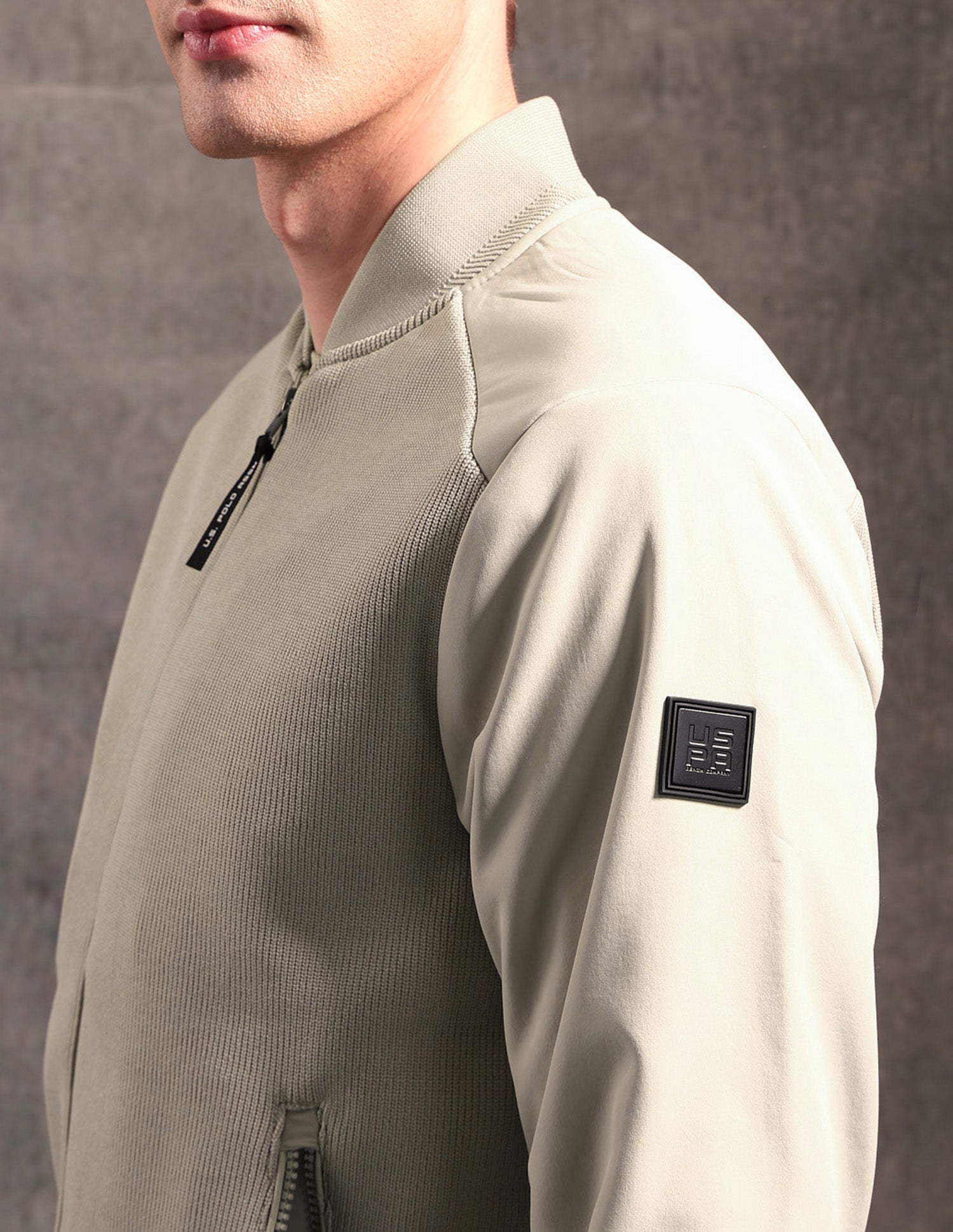 Textured Black & Gold Bomber Jacket Beige - U.S. POLO ASSN. | Large