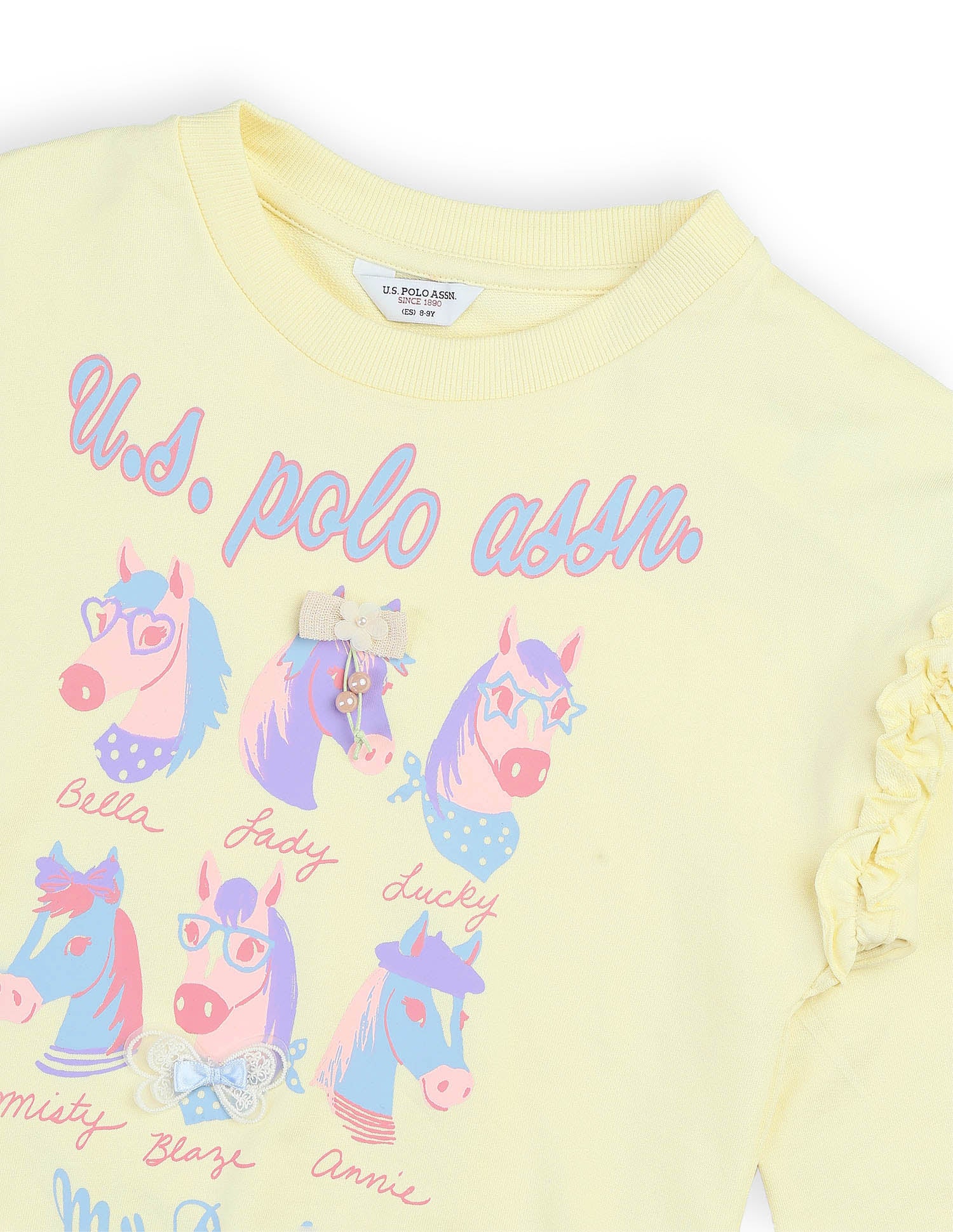 Girls Graphic Brand Printed Sweatshirt Light Yellow - U.S. POLO ASSN. | Large