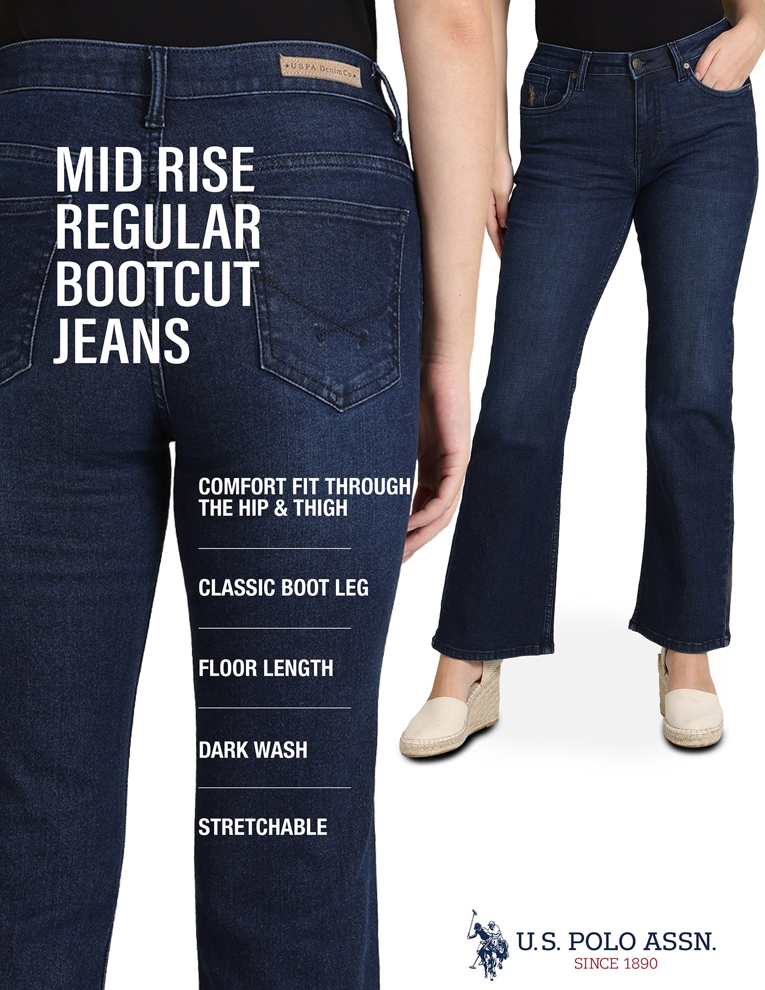 Dark Wash Bootcut Jeans Dark Blue - U.S. Polo Assn. India | Large