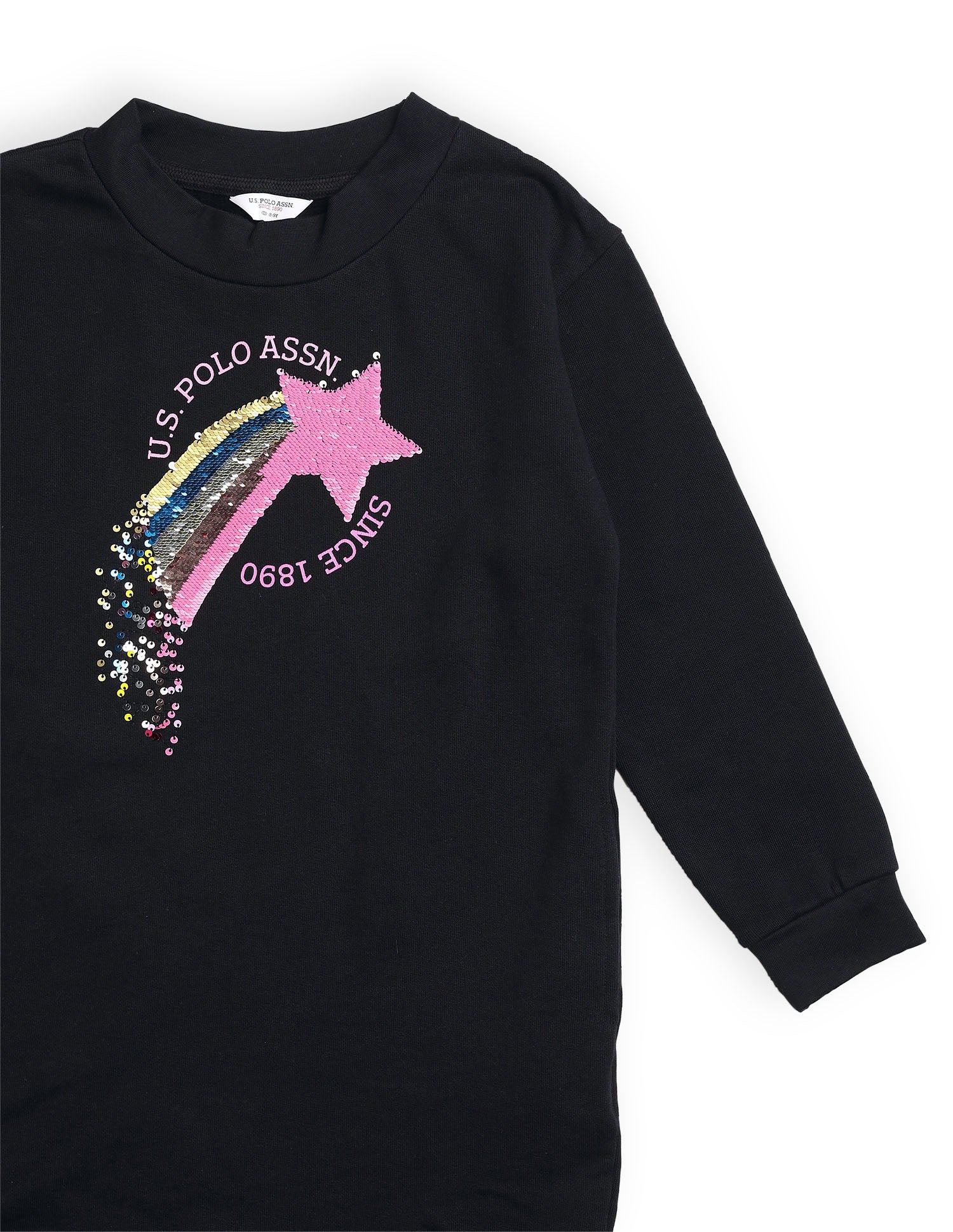 Girls Flip Sequin Sweat Dress Black - U.S. POLO ASSN. | Large
