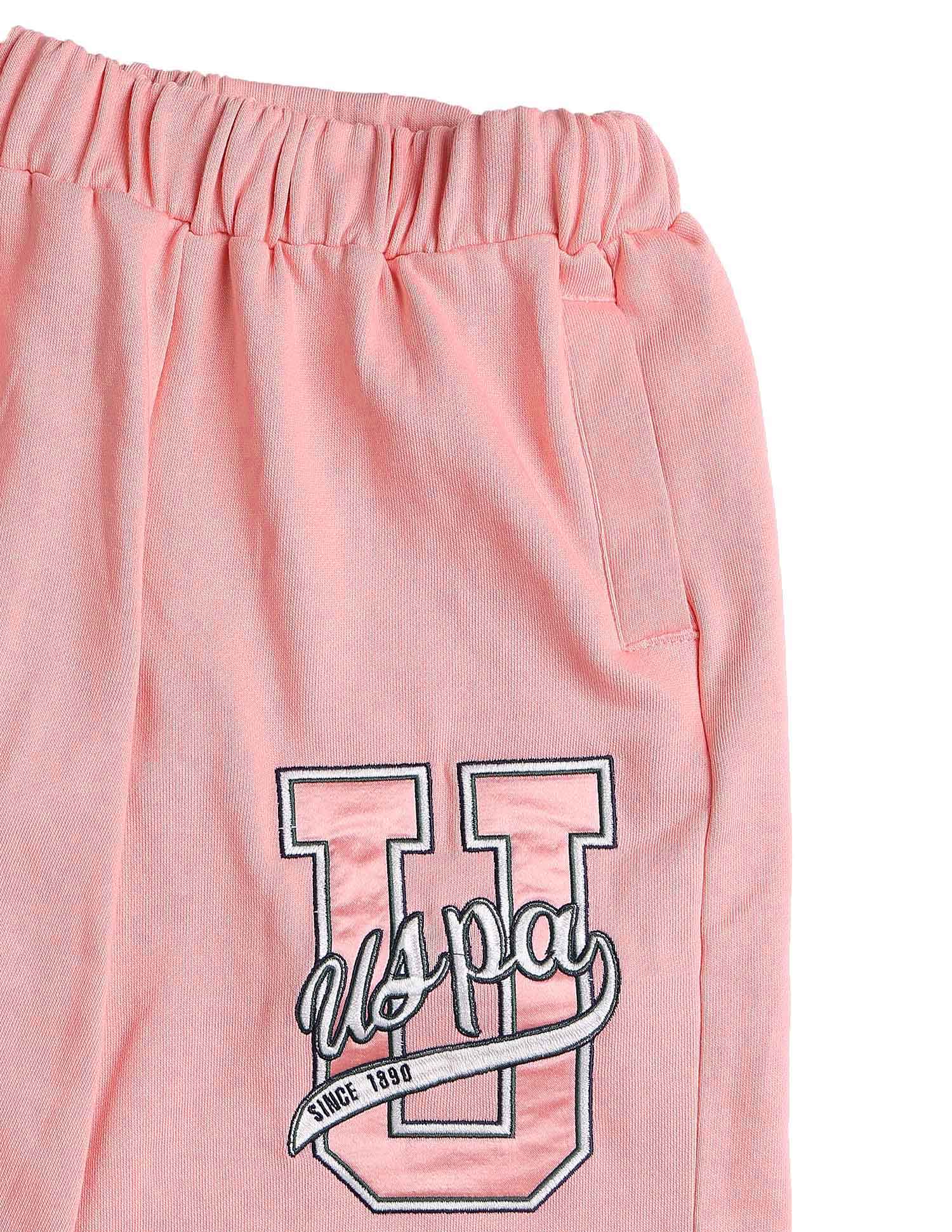 Girls Brand Embroidered Mid Rise Joggers Pink - U.S. POLO ASSN. | Large