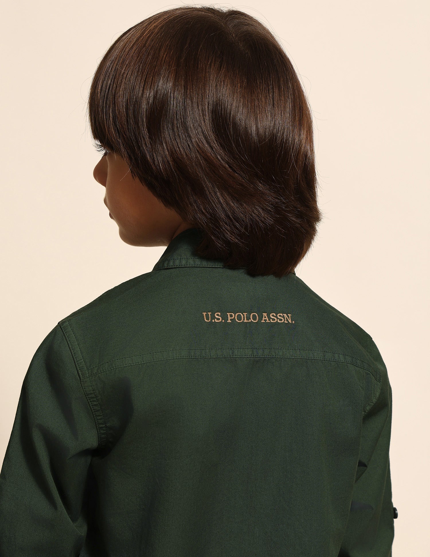 Boys Solid Regular Fit Shirt Dark Green - U.S. POLO ASSN. | Large