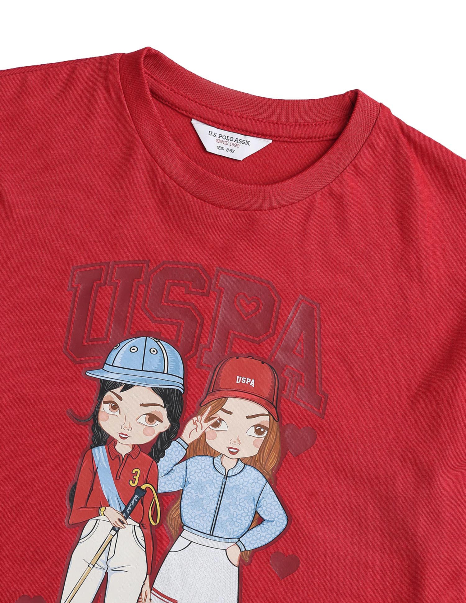 Girls Graphic Brand Printed Top Red - U.S. POLO ASSN. | Large