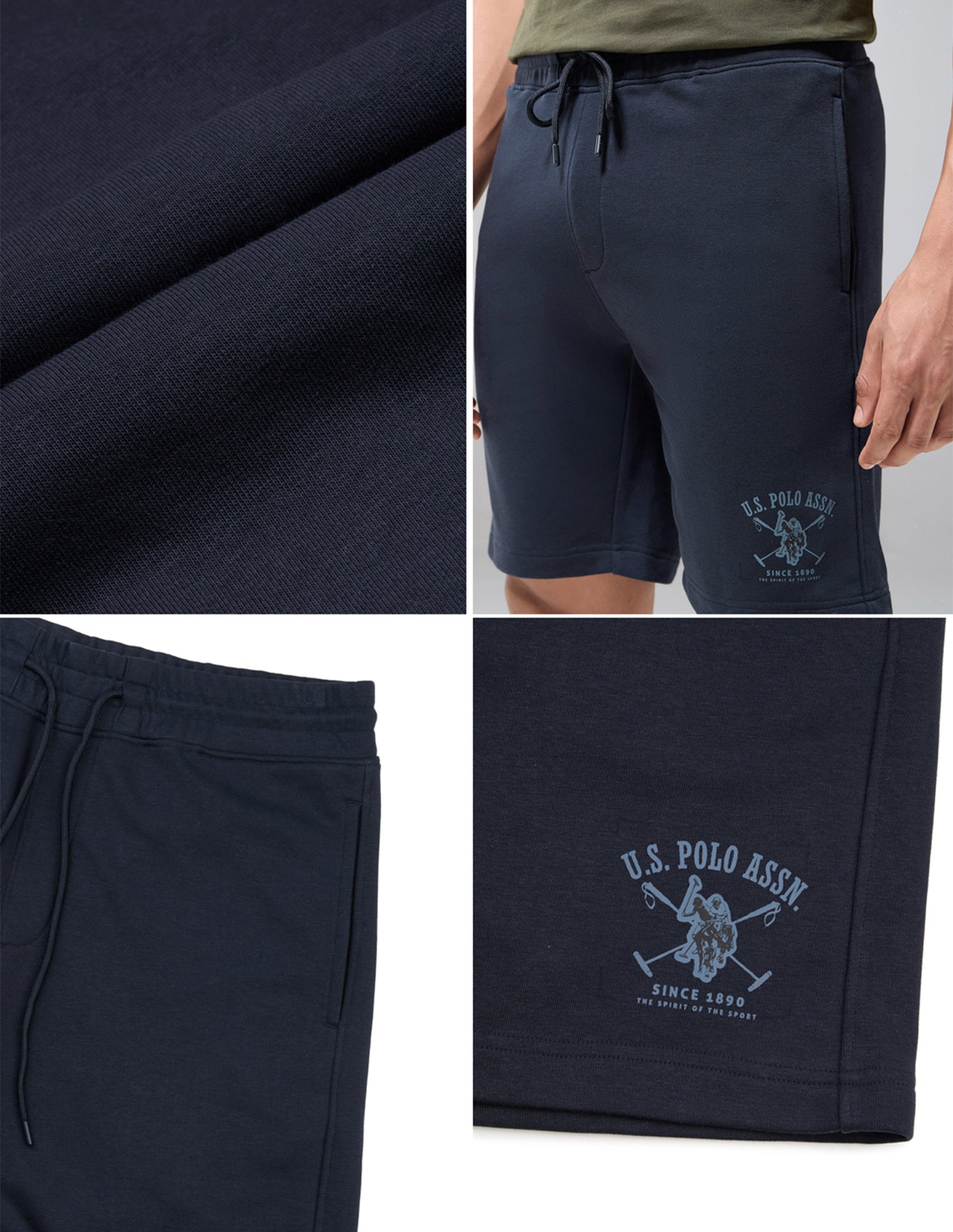 Cotton Rich OES13 Terry Lounge Shorts Navy - U.S. Polo Assn. India | Large