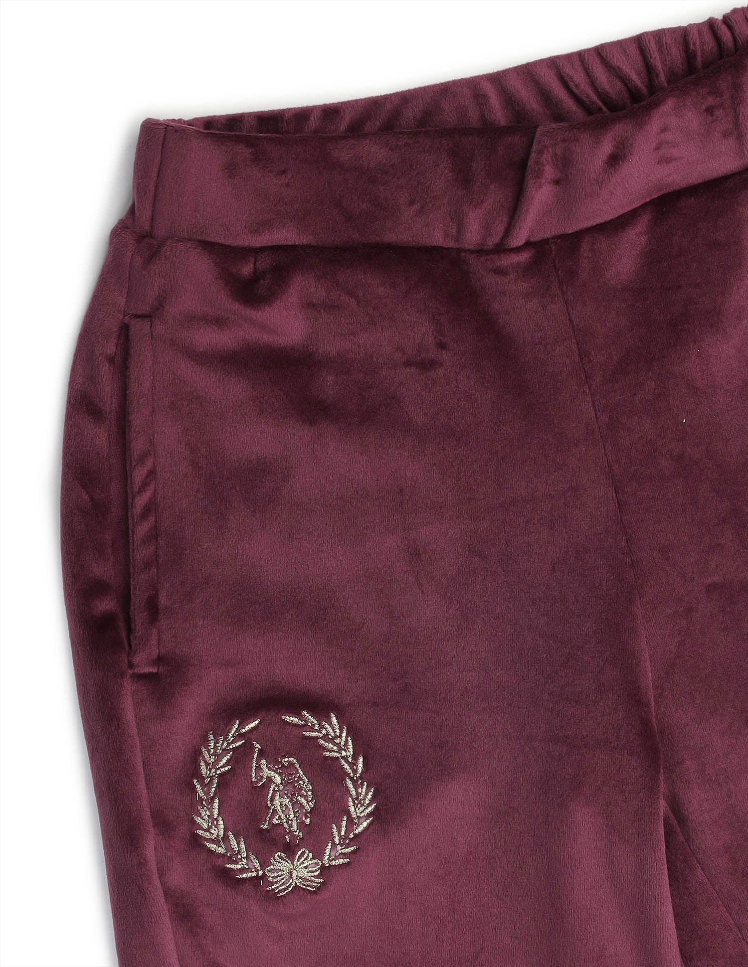 Girls Solid Regular Fit Flared Track Pants Wine - U.S. POLO ASSN. | Large