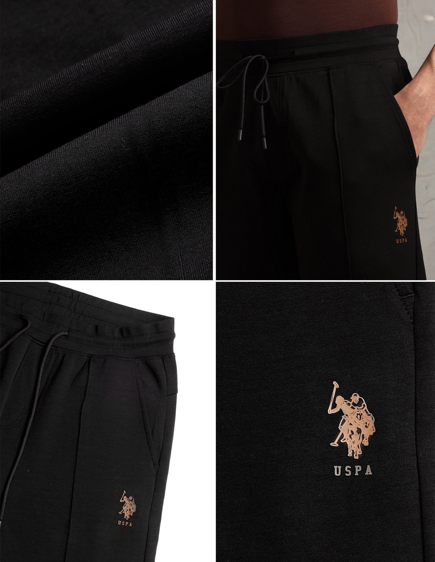 Cotton Stretch Mid Rise PR002-PL Lounge Pants - Pack Of 1 Black - U.S. Polo Assn. India | Large