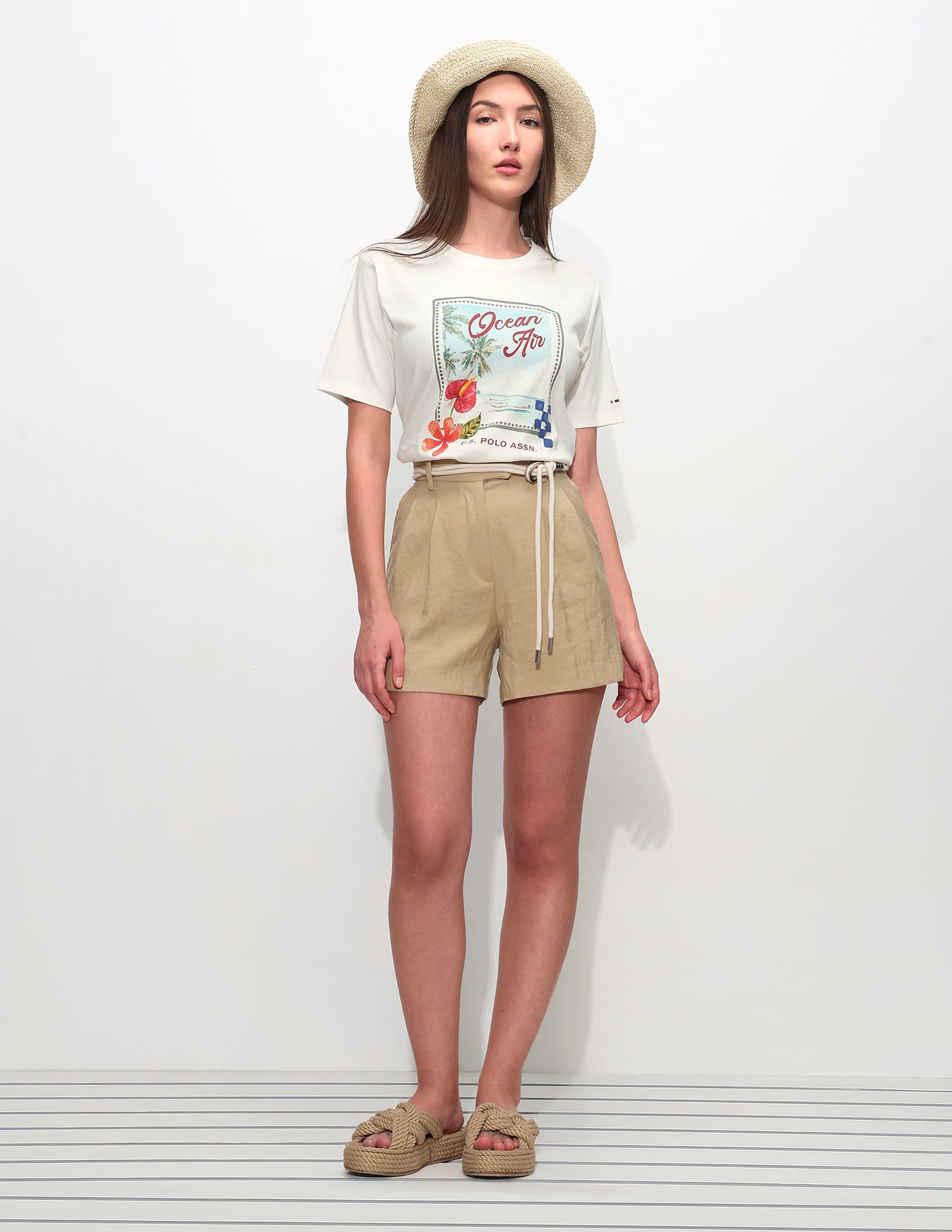 Boxy Fit Graphic Printed T-Shirt White - U.S. Polo Assn. India | Large