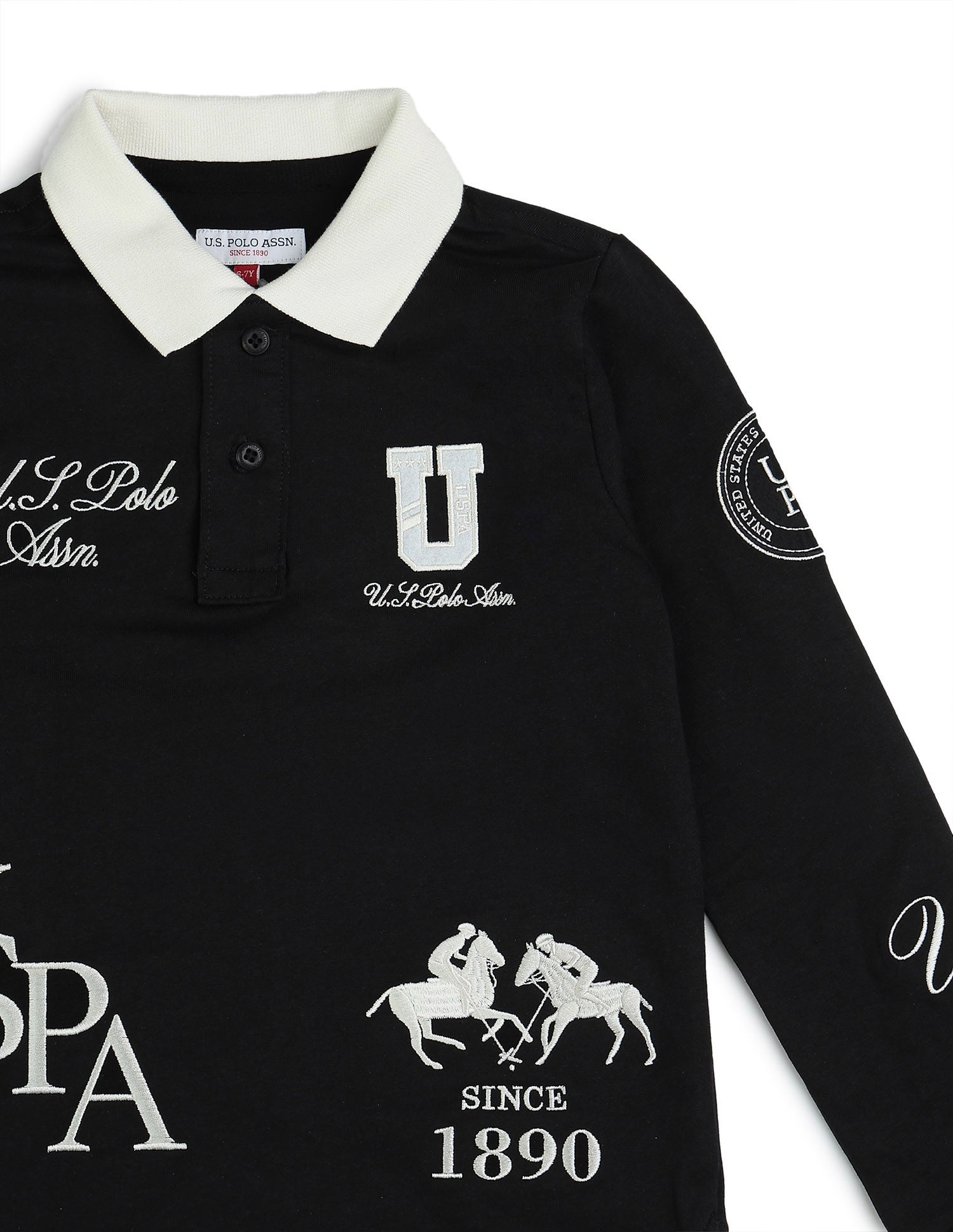 Boys Graphic Brand Embroidered Regular Fit Polo Shirt Black - U.S. POLO ASSN. | Large