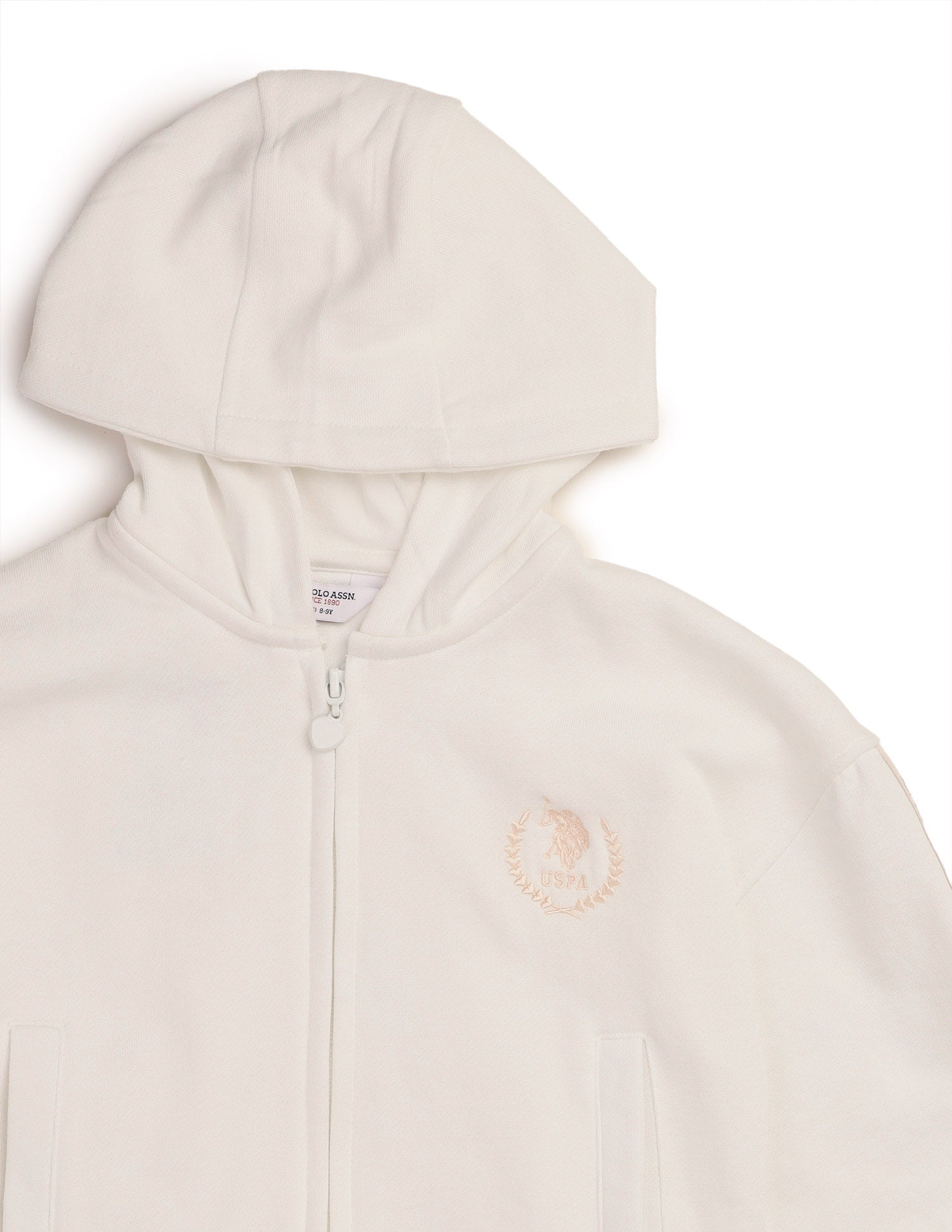 Girls Solid Regular Fit Sweatshirt Off White - U.S. POLO ASSN. | Large