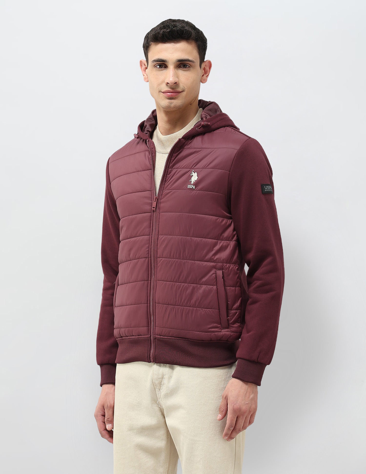 Solid Hooded Puffer Jacket Maroon - U.S. POLO ASSN. | Large