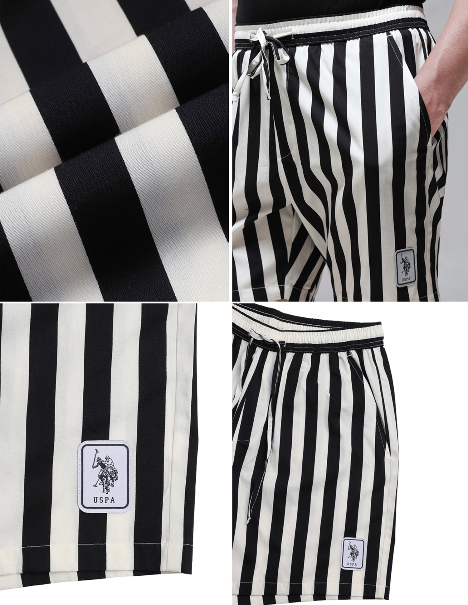 Vertical Striped Pure Cotton OEX15 Boxer Shorts Uspa Black - U.S. Polo Assn. India | Large