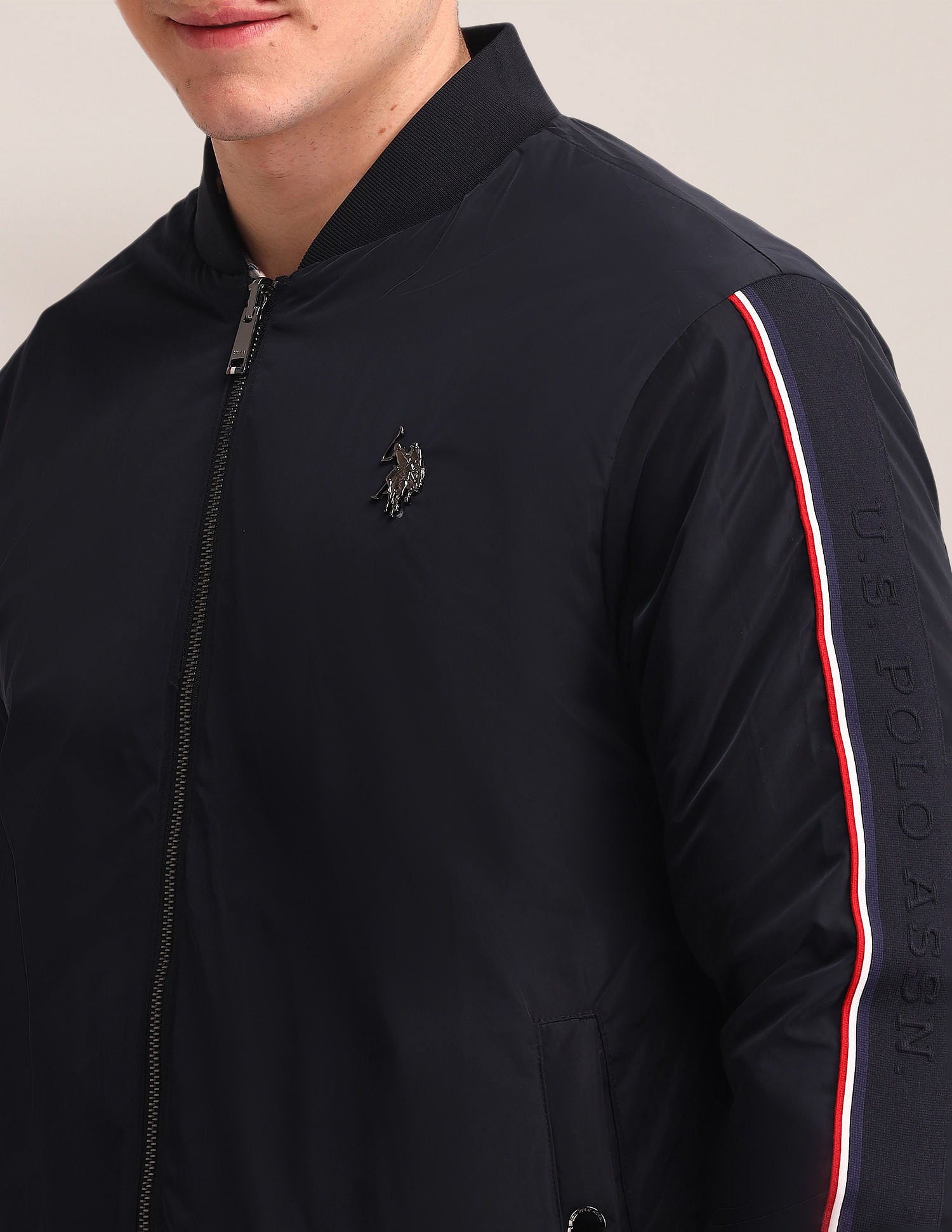 Regular Fit Striped Bomber Jacket Navy - U.S. POLO ASSN. | Large
