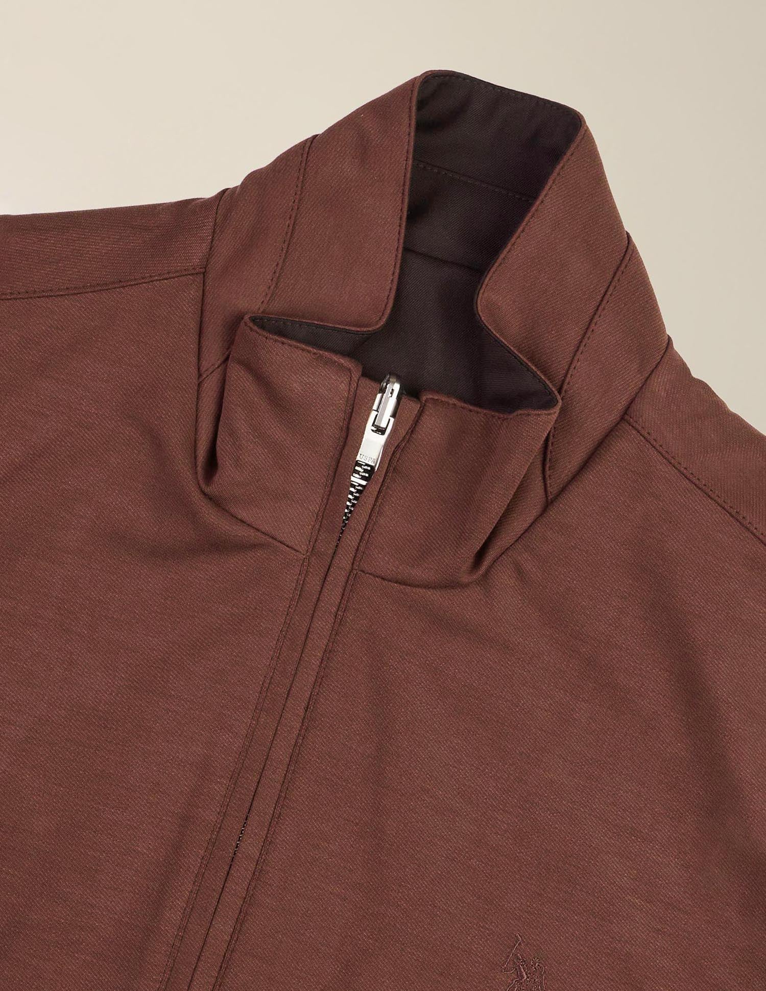 Solid Regular Fit Reversible Jacket Choco - U.S. Polo Assn. India | Large