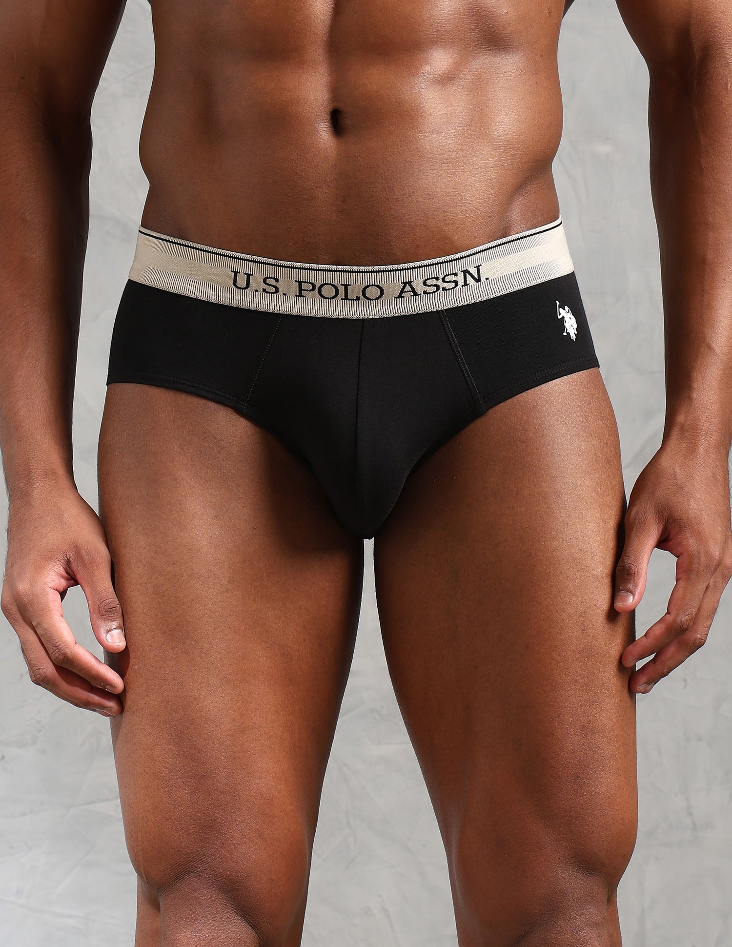 Solid Low Rise OEB15 Briefs - Pack Of 3 Black, Oatmeal and Navy - U.S. POLO ASSN. | Large