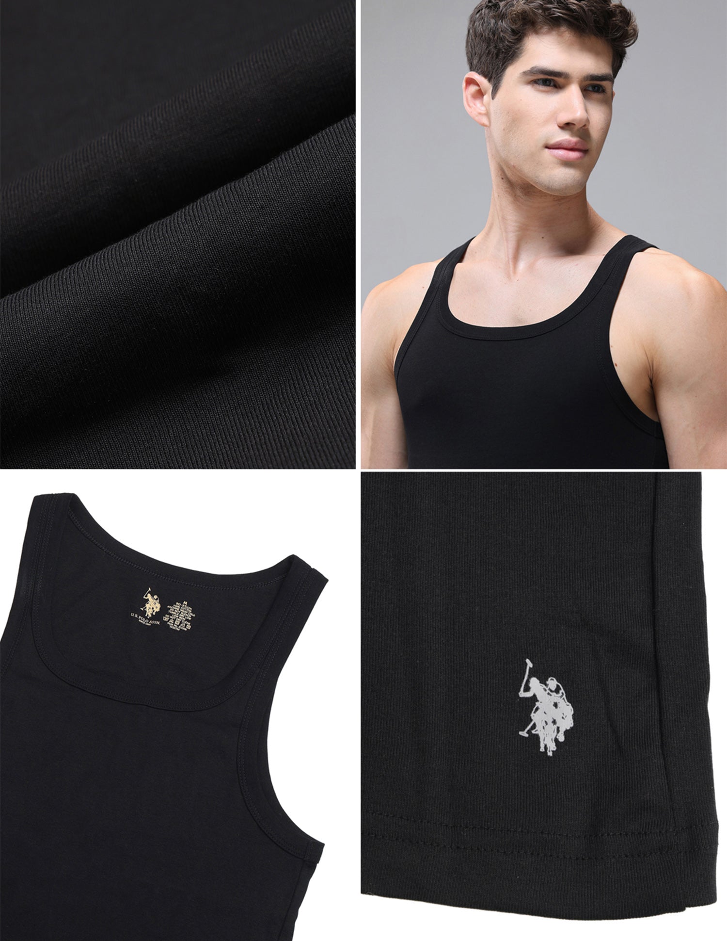 Pure Cotton EV006 Vest - Pack Of 1 Black - U.S. Polo Assn. India | Large