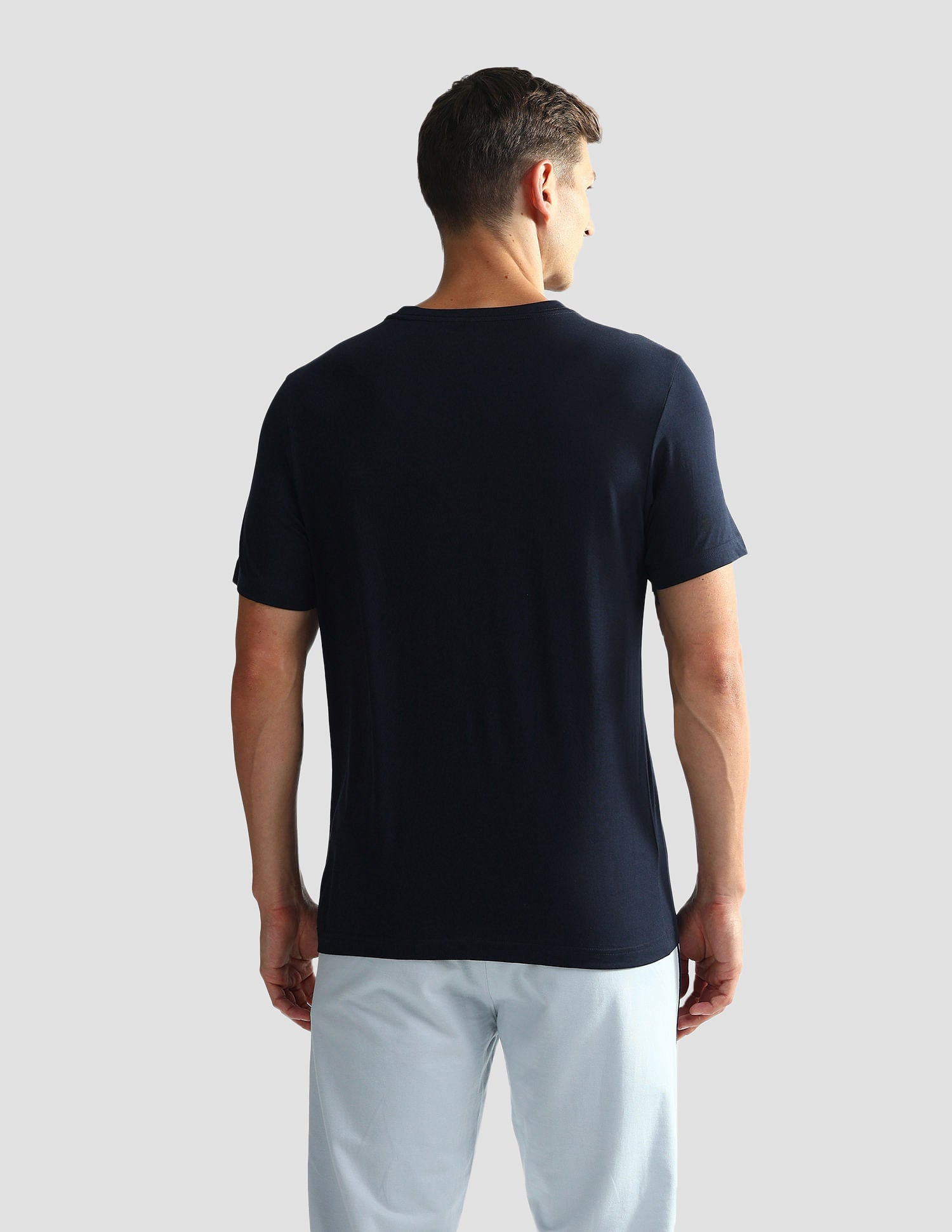 Brand Print Cotton OEE02 Lounge T-Shirt - Pack Of 2 Navy and Fig - U.S. POLO ASSN. | Large