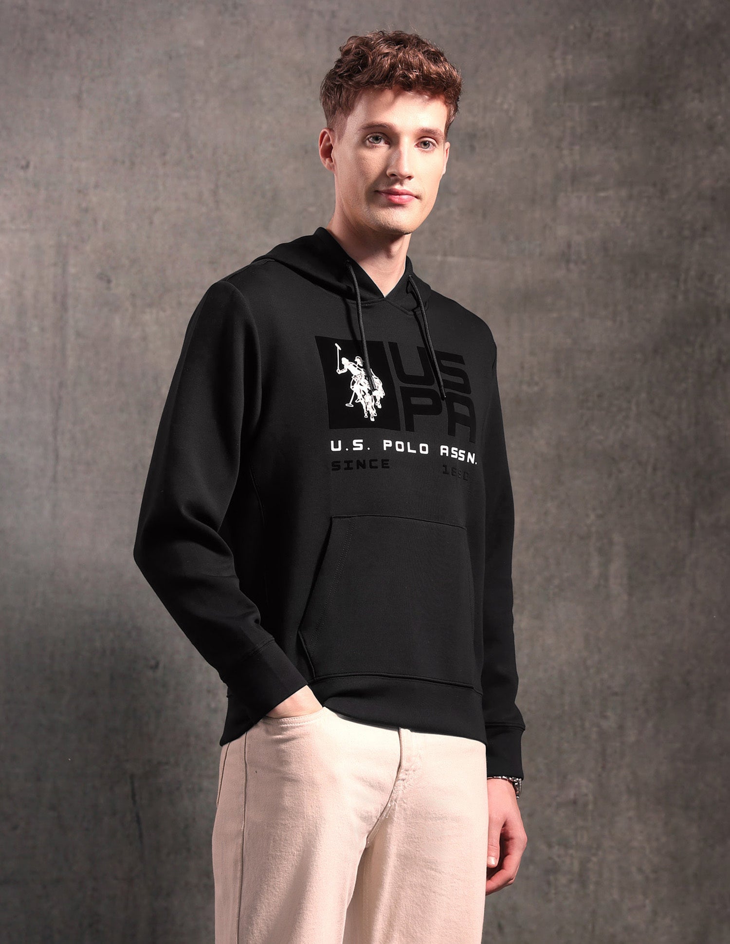 Brand Printed Black & Gold Sweatshirt Black - U.S. POLO ASSN. | Large