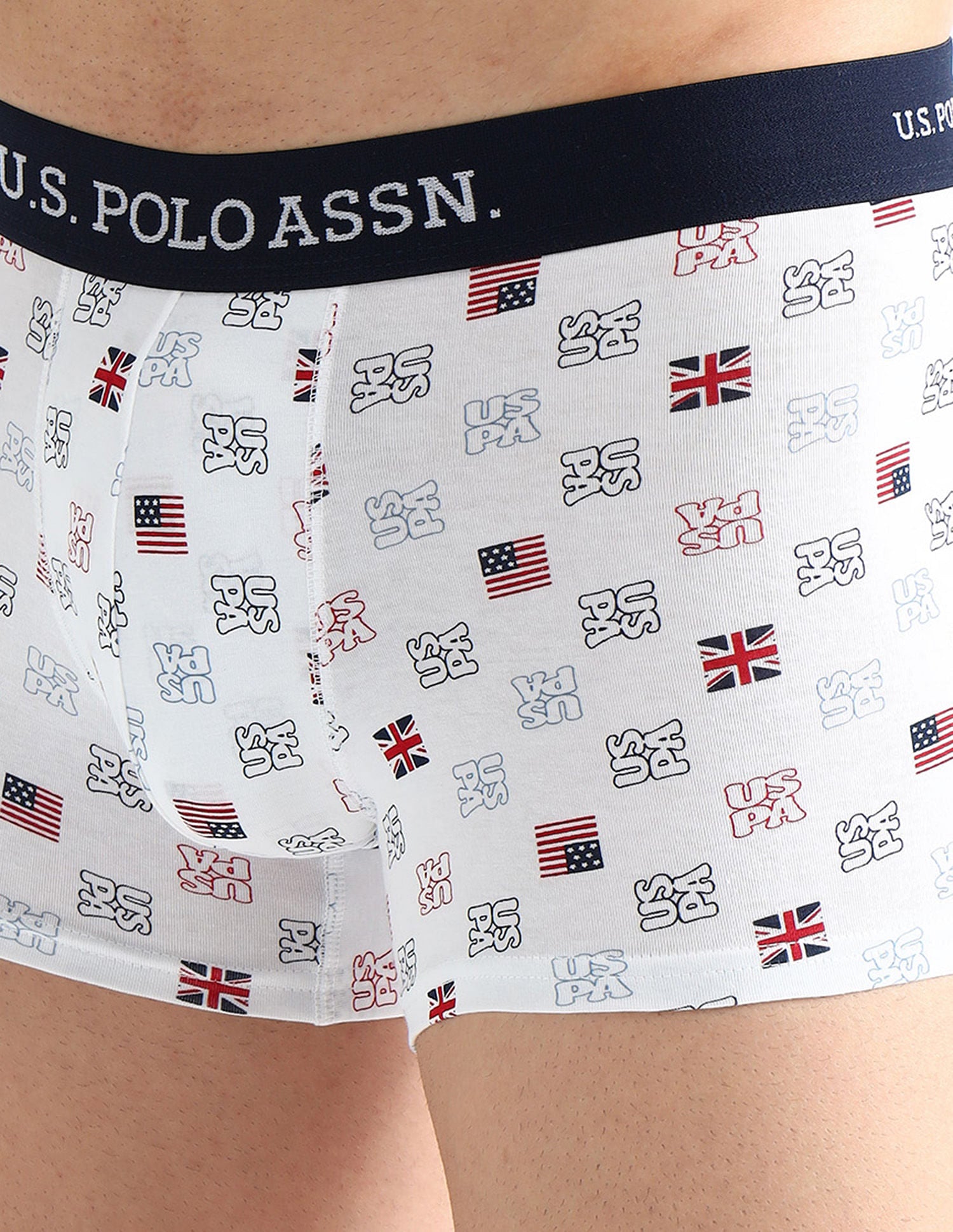 Elasticized Waist Solid OET14 Trunks - Pack Of 3 White, White and Light Blue - U.S. POLO ASSN. | Large